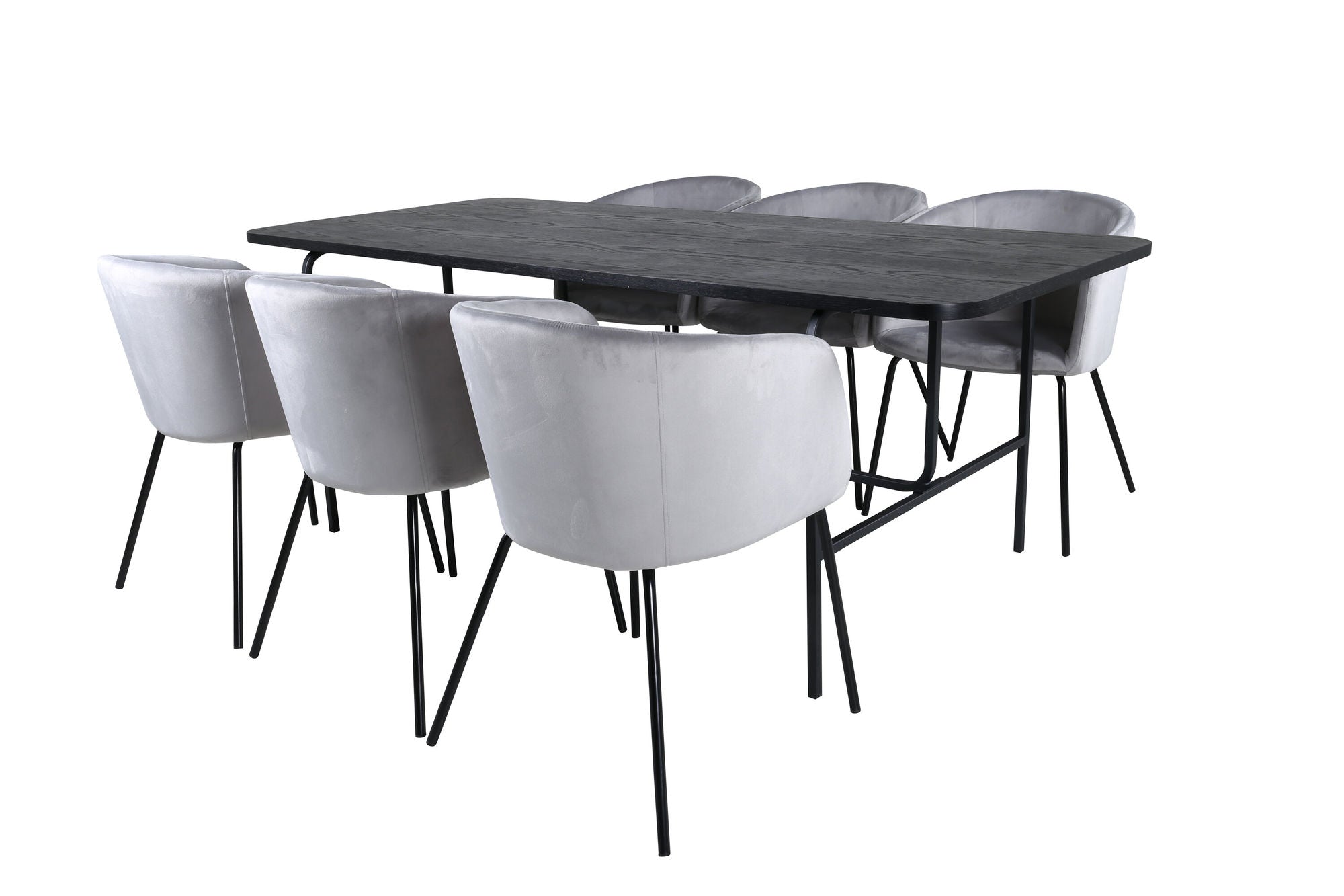 Venture Home Uno spisebord , Black Black Veneer+Berit stol , Black Light Grey Velvet_6