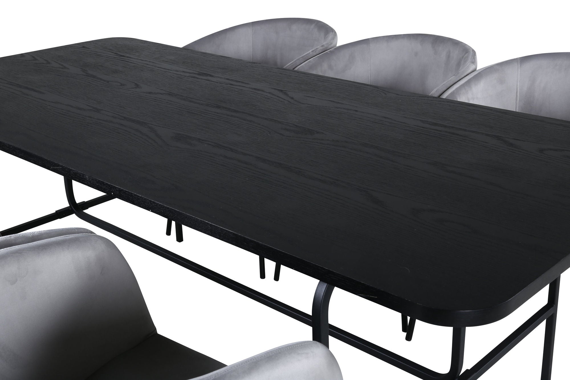 Venture Home Uno spisebord , Black Black Veneer+Berit stol , Black Light Grey Velvet_6