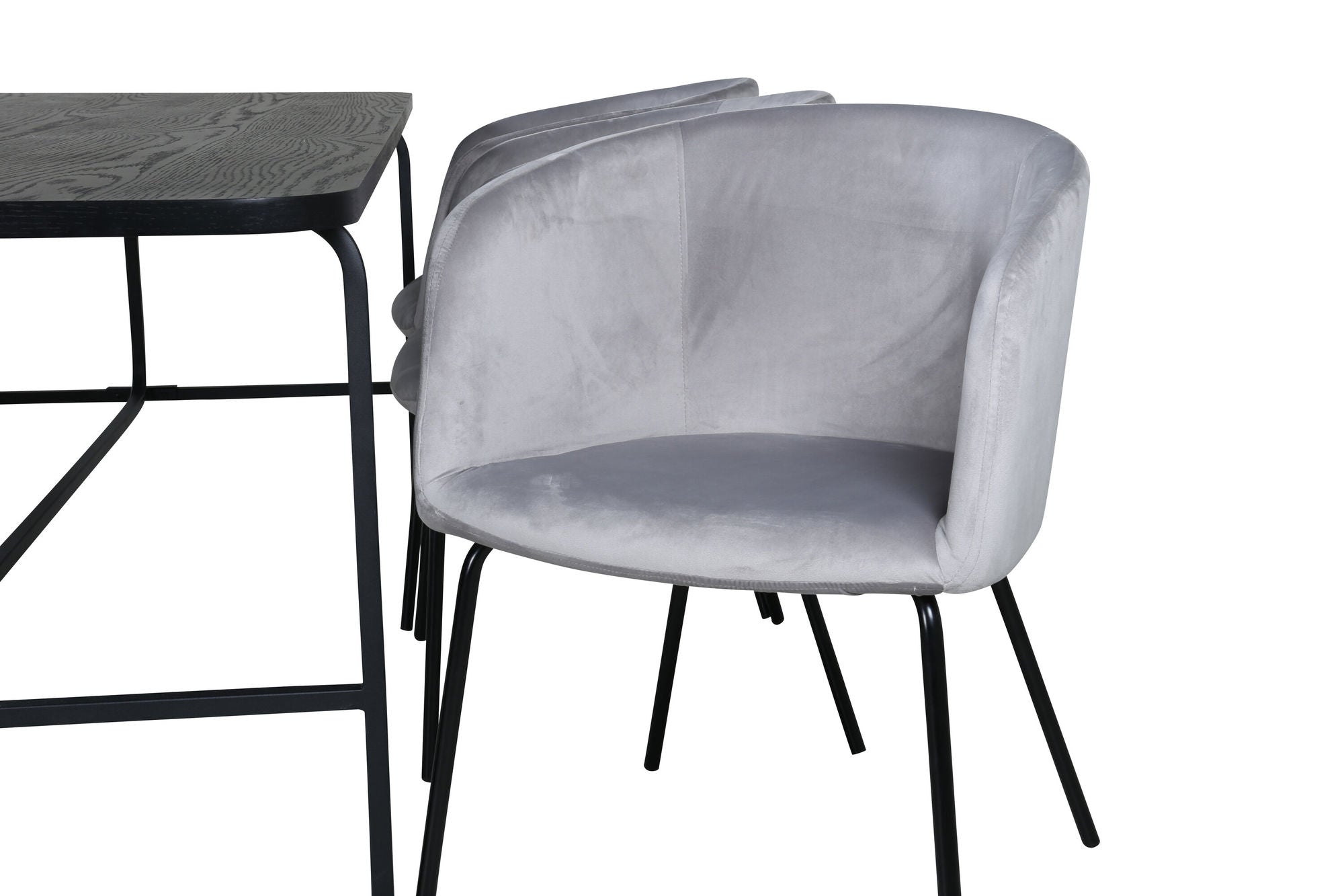 Venture Home Uno spisebord , Black Black Veneer+Berit stol , Black Light Grey Velvet_6