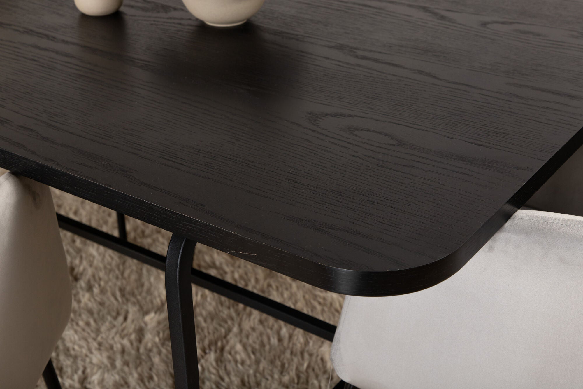 Venture Home Uno spisebord , Black Black Veneer+Berit stol , Black Light Grey Velvet_6