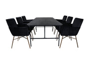 Venture Home Uno spisebord , Black Black Veneer+Petra stol , Black Black Velvet_6