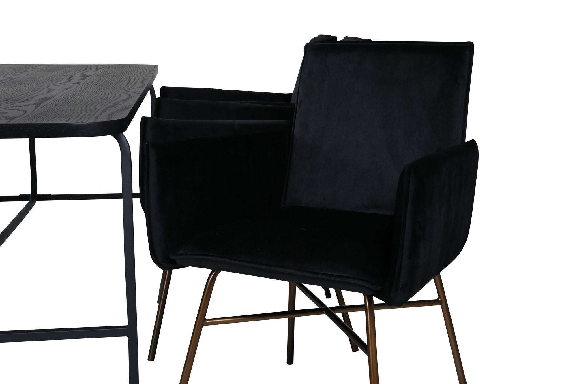 Venture Home Uno spisebord , Black Black Veneer+Petra stol , Black Black Velvet_6