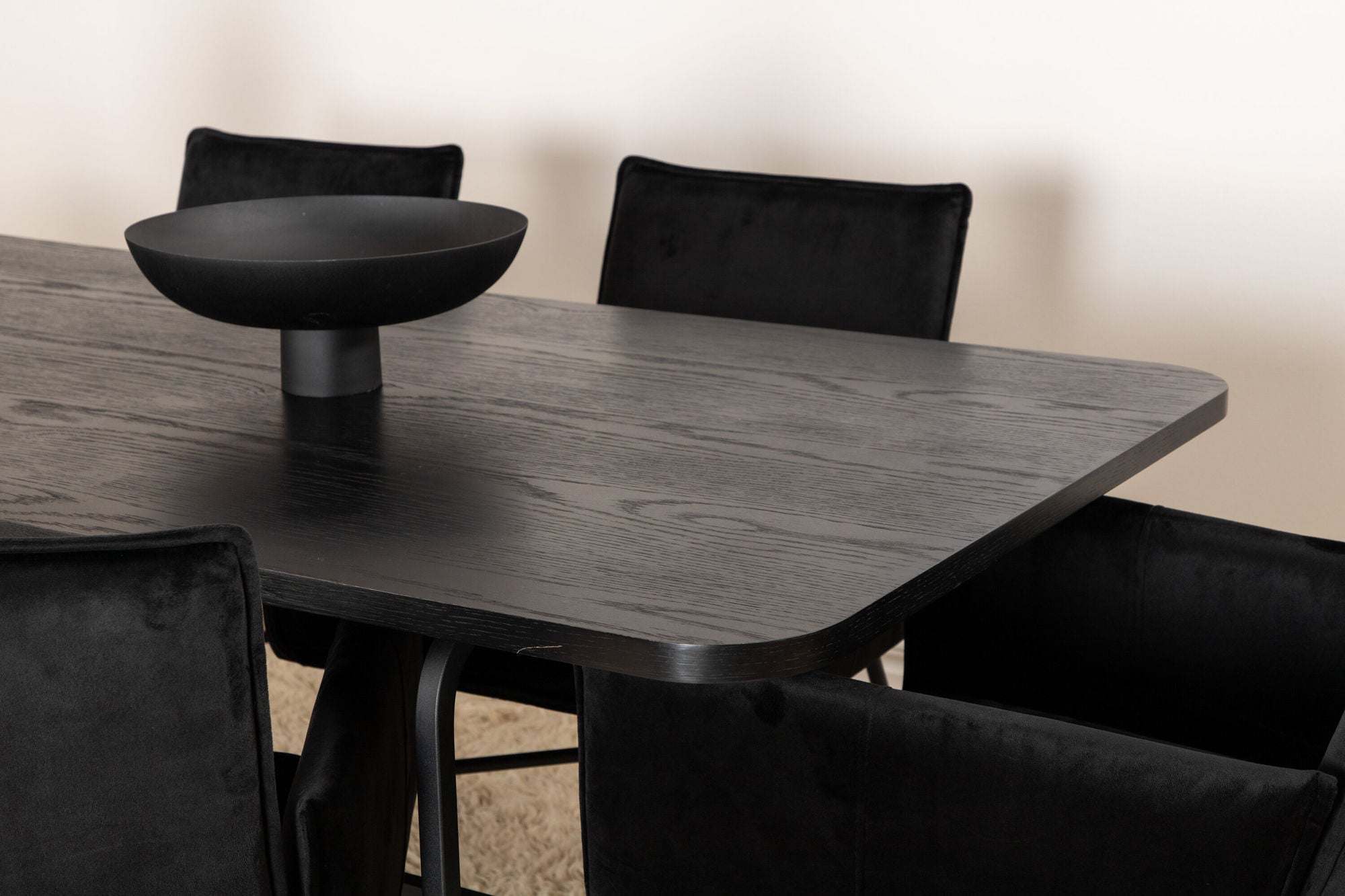 Venture Home Uno spisebord , Black Black Veneer+Petra stol , Black Black Velvet_6