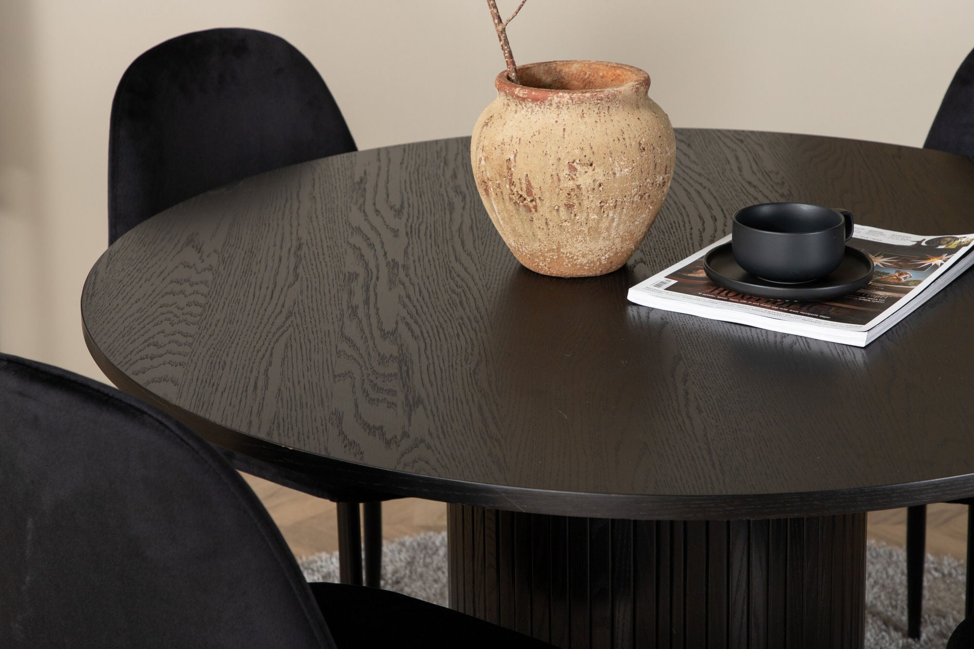 Venture Home Bianca rund spisebord , Black Black Veneer+Polar Spisebordsstol , Black legs Black Velvet (ers√§tter 19902,888)_4