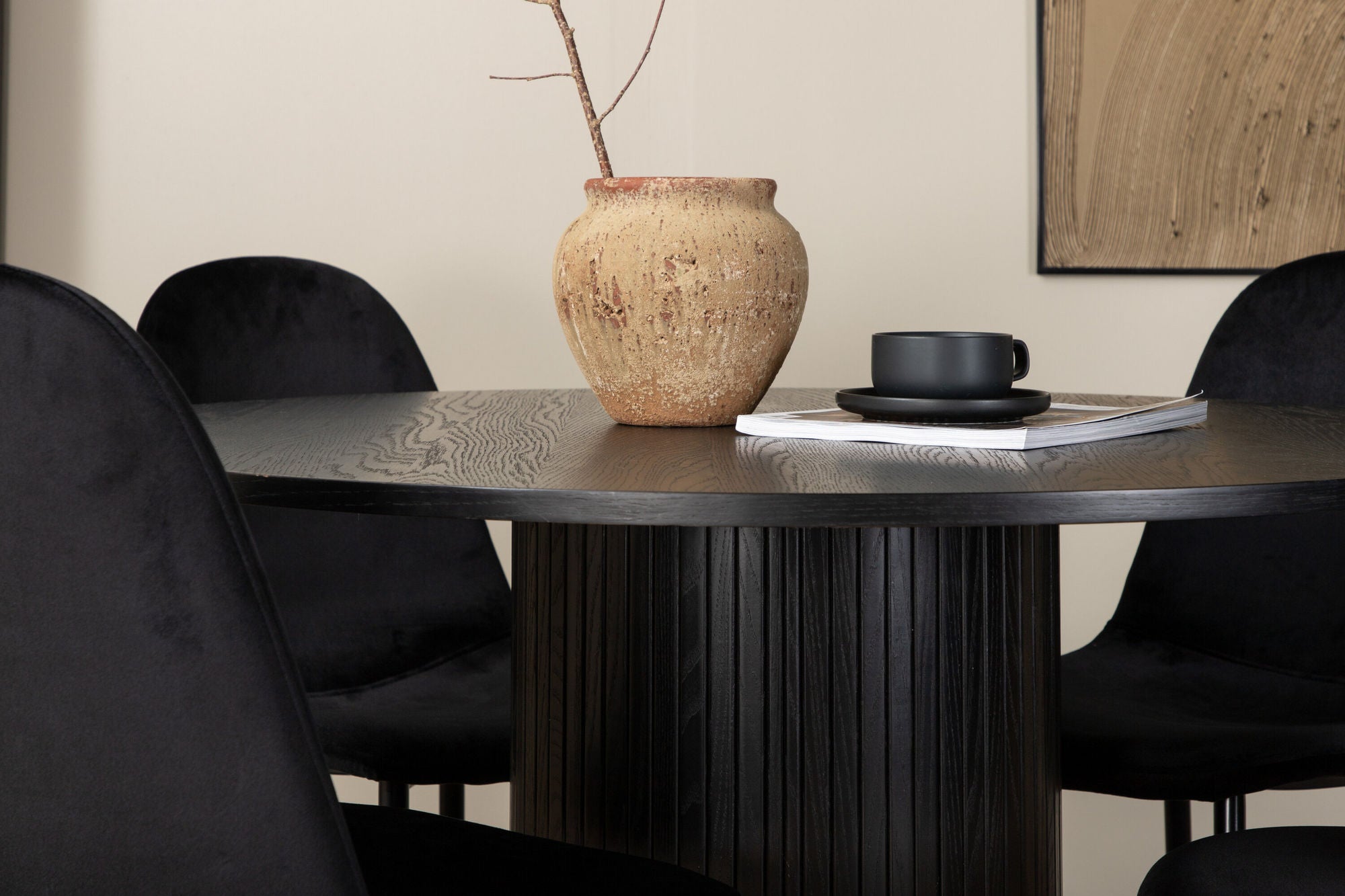 Venture Home Bianca rund spisebord , Black Black Veneer+Polar Spisebordsstol , Black legs Black Velvet (ers√§tter 19902,888)_4