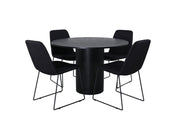 Venture Home Bianca rund spisebord , Black Black Veneer+Muce Spisebordsstol , Black Legs , Black Fabric_4