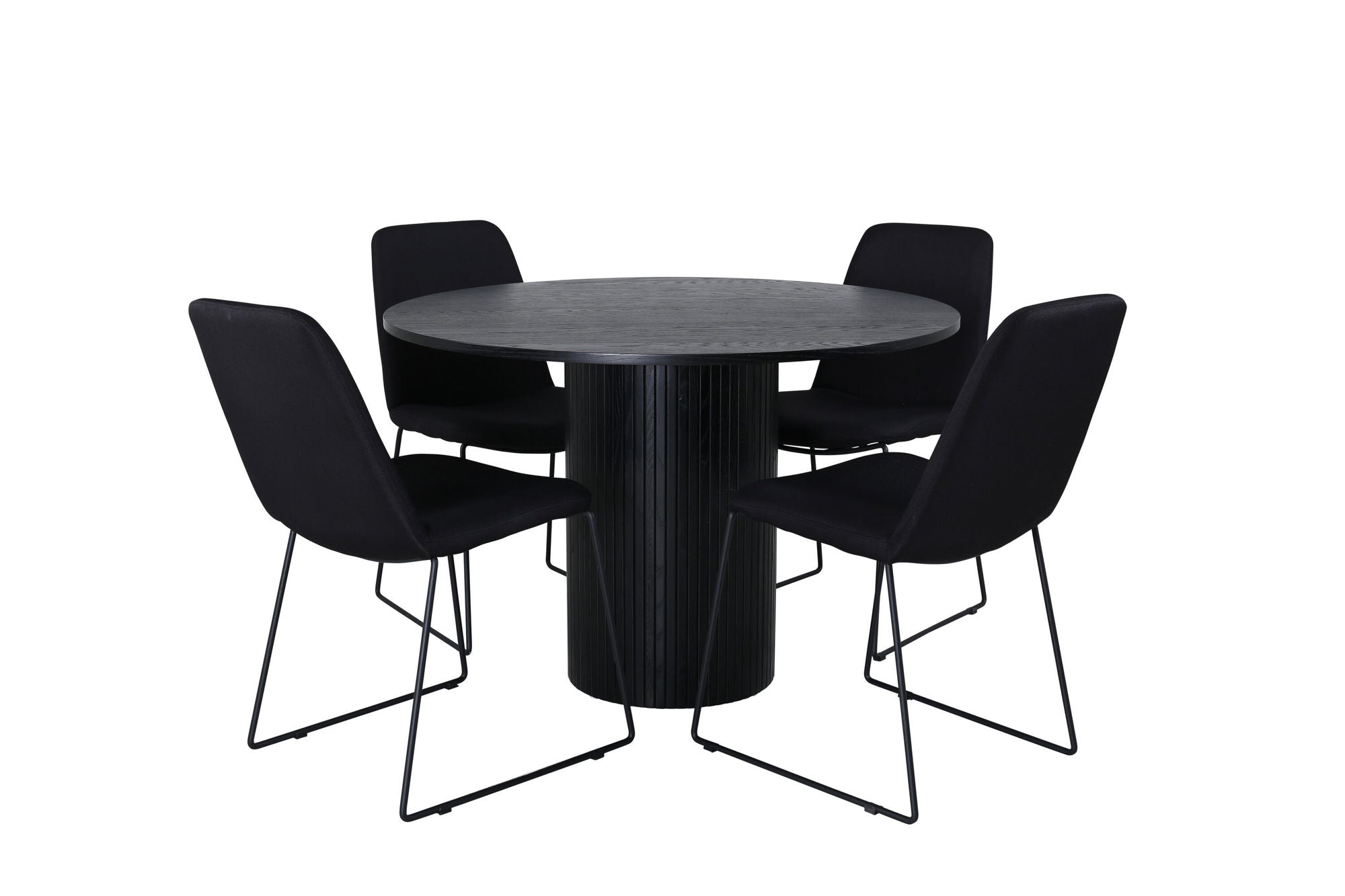 Venture Home Bianca rund spisebord , Black Black Veneer+Muce Spisebordsstol , Black Legs , Black Fabric_4