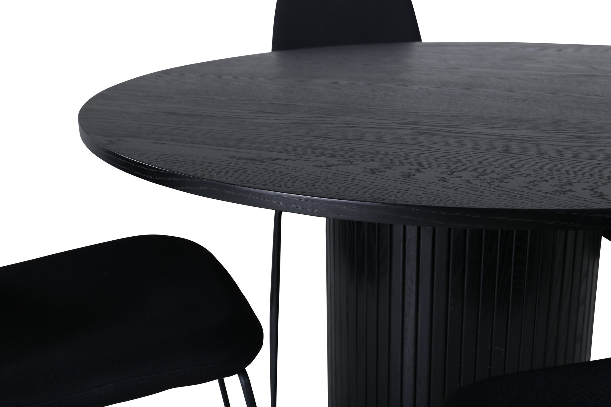 Venture Home Bianca rund spisebord , Black Black Veneer+Muce Spisebordsstol , Black Legs , Black Fabric_4