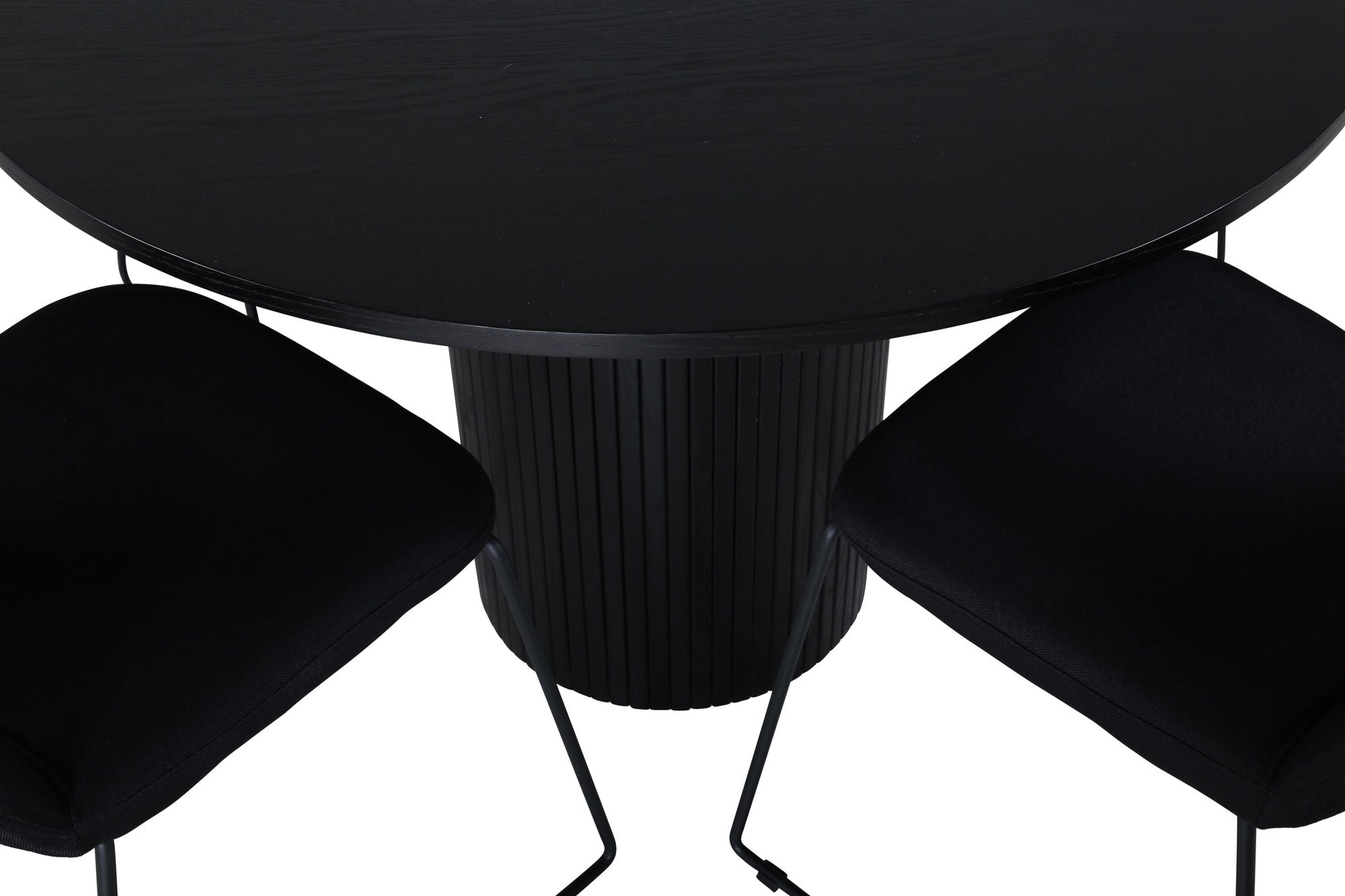 Venture Home Bianca rund spisebord , Black Black Veneer+Muce Spisebordsstol , Black Legs , Black Fabric_4