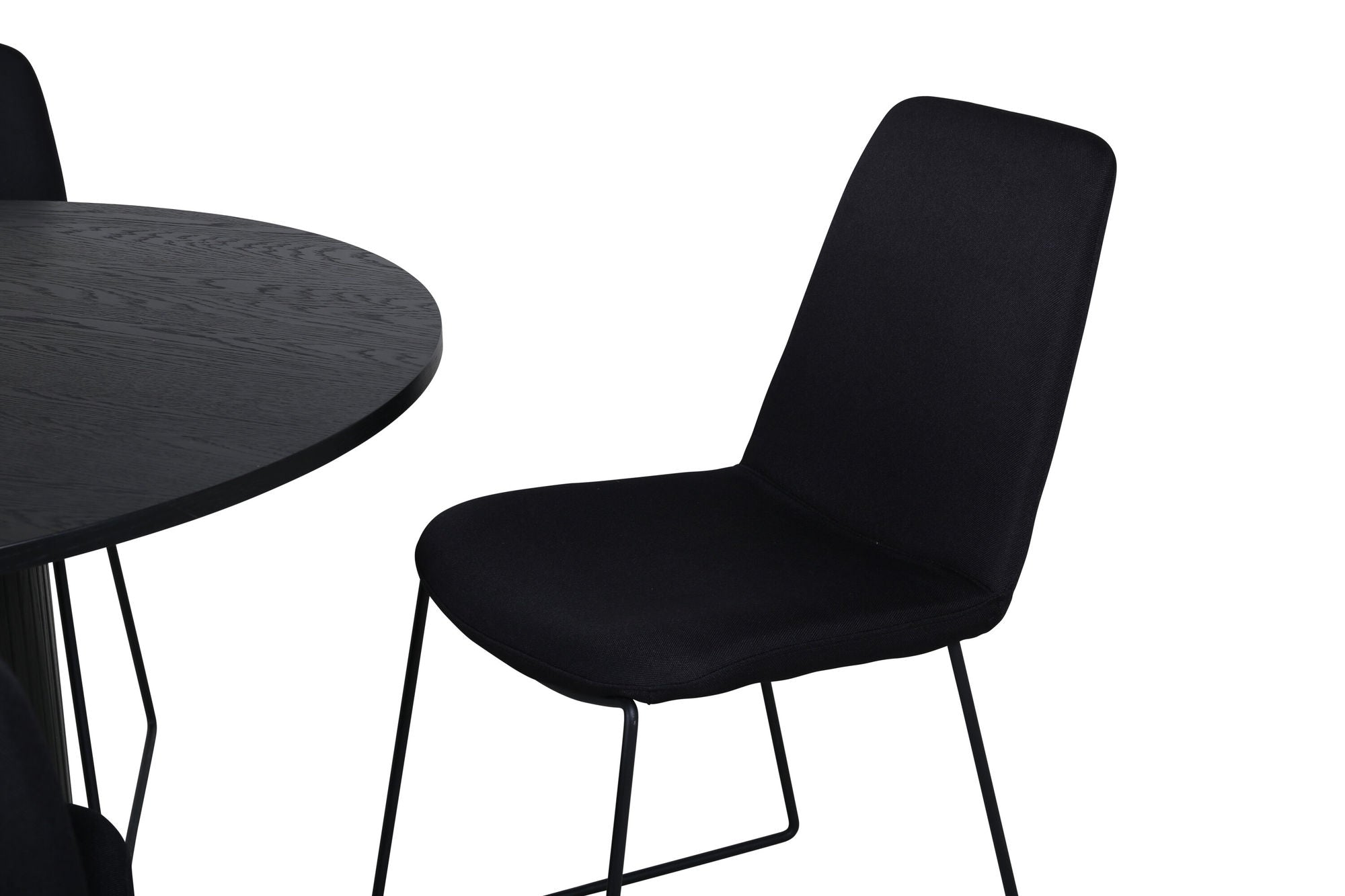 Venture Home Bianca rund spisebord , Black Black Veneer+Muce Spisebordsstol , Black Legs , Black Fabric_4