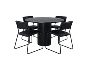 Venture Home Bianca rund spisebord , Black Black Veneer+Kenth stol , Black Black PU_4