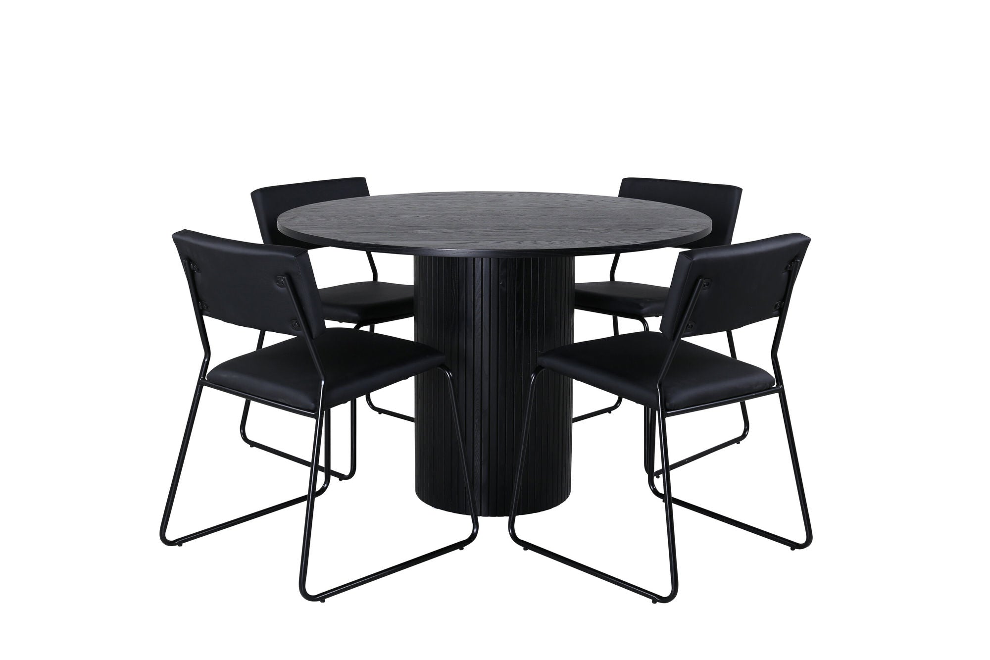 Venture Home Bianca rund spisebord , Black Black Veneer+Kenth stol , Black Black PU_4