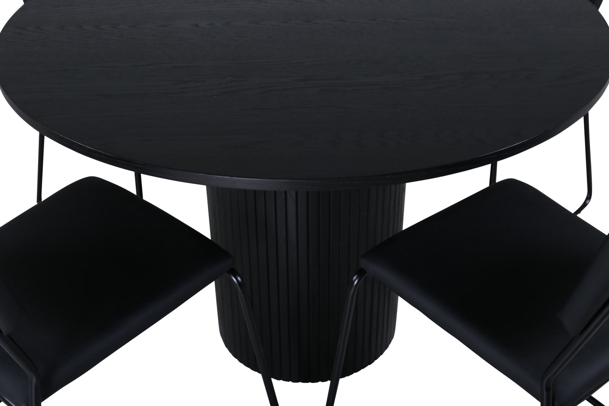 Venture Home Bianca rund spisebord , Black Black Veneer+Kenth stol , Black Black PU_4