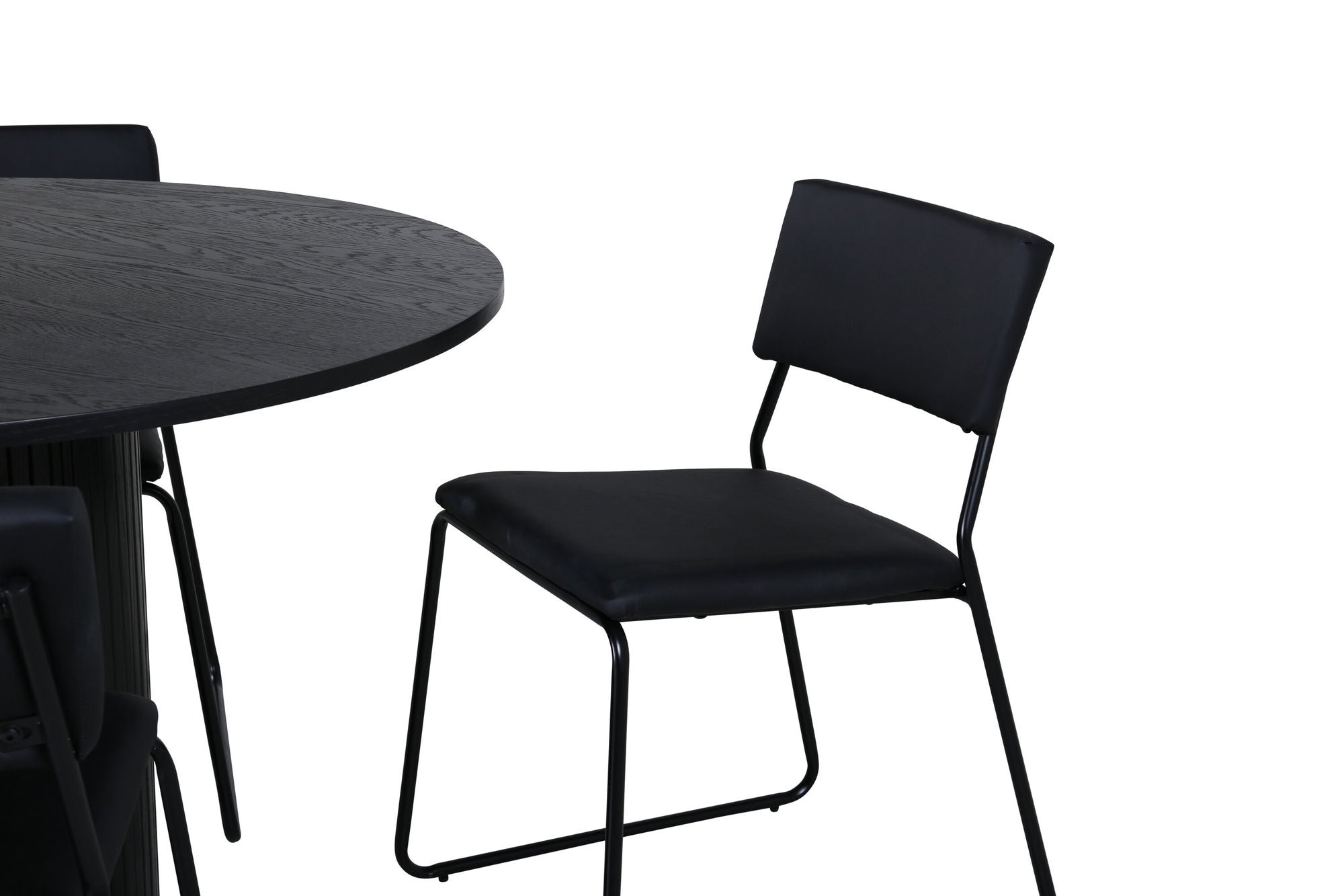 Venture Home Bianca rund spisebord , Black Black Veneer+Kenth stol , Black Black PU_4