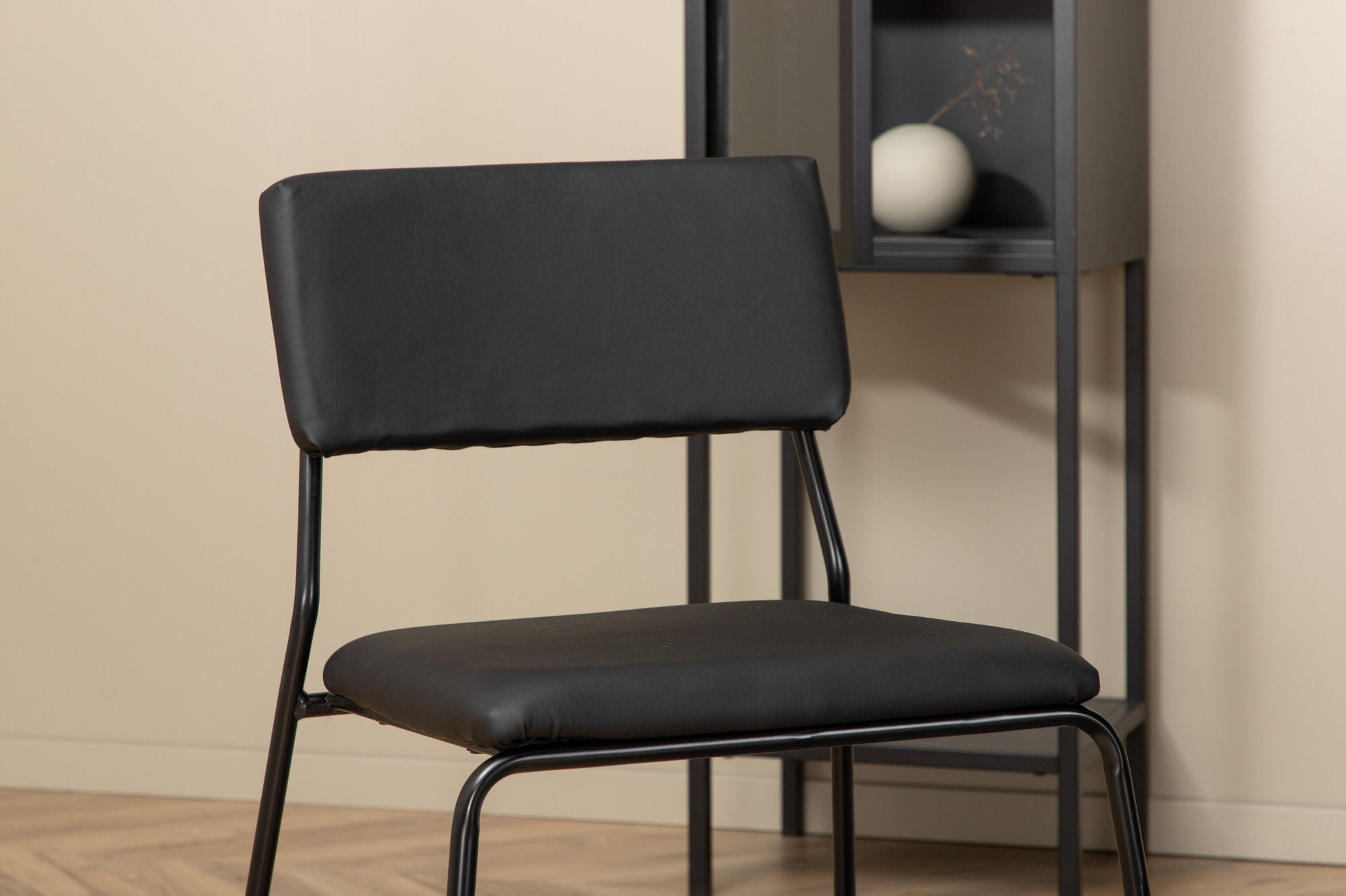Venture Home Bianca rund spisebord , Black Black Veneer+Kenth stol , Black Black PU_4