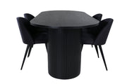 Venture Home Bianca Oval spisebord , Black Black Veneer+Velvet Dining Chiar , Black legs, Black Fabric_4