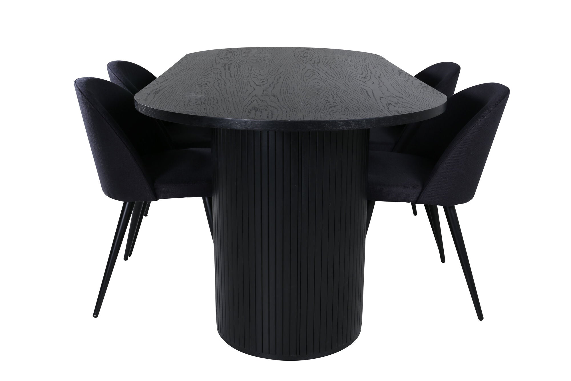 Venture Home Bianca Oval spisebord , Black Black Veneer+Velvet Dining Chiar , Black legs, Black Fabric_4