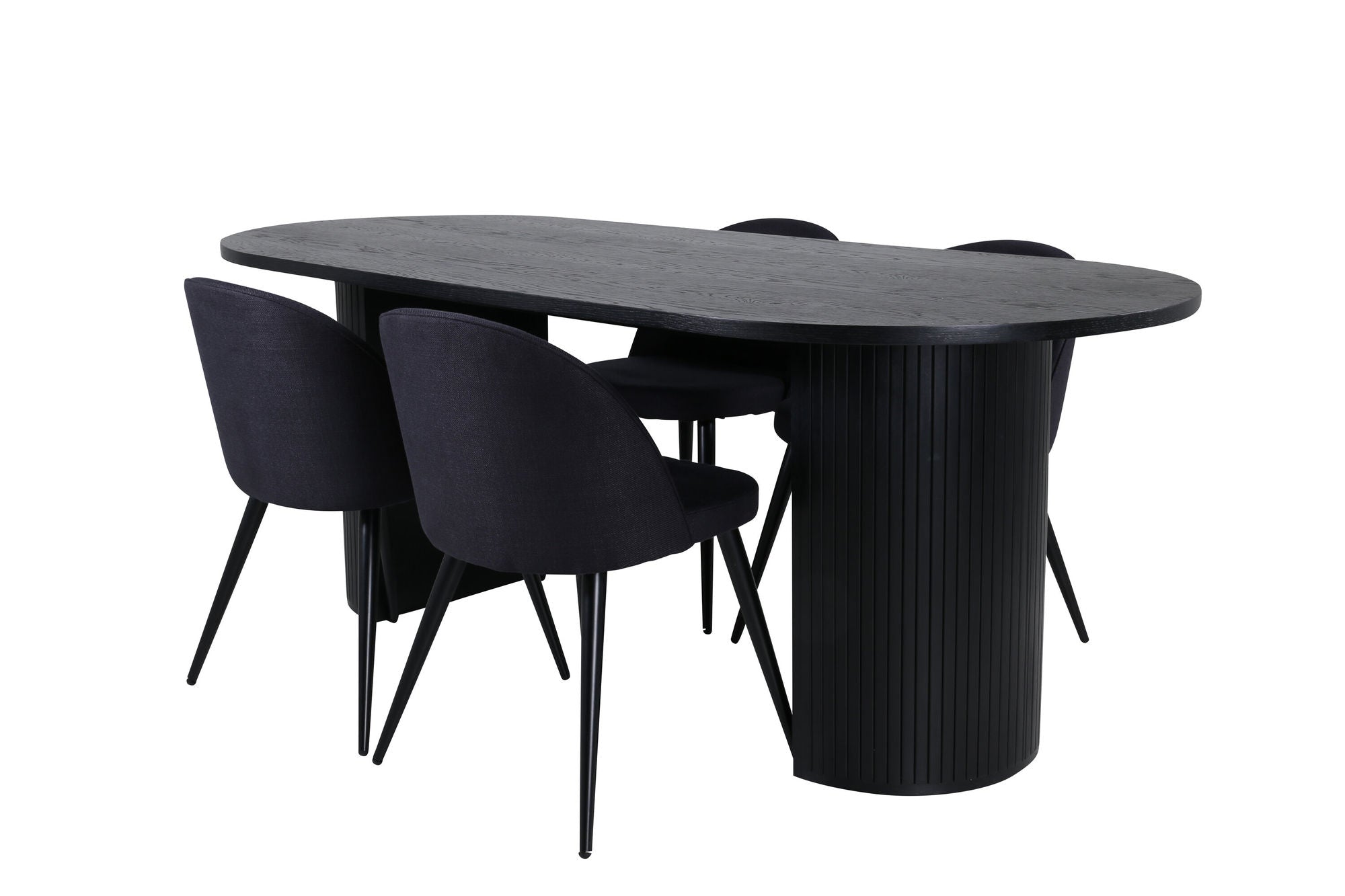 Venture Home Bianca Oval spisebord , Black Black Veneer+Velvet Dining Chiar , Black legs, Black Fabric_4