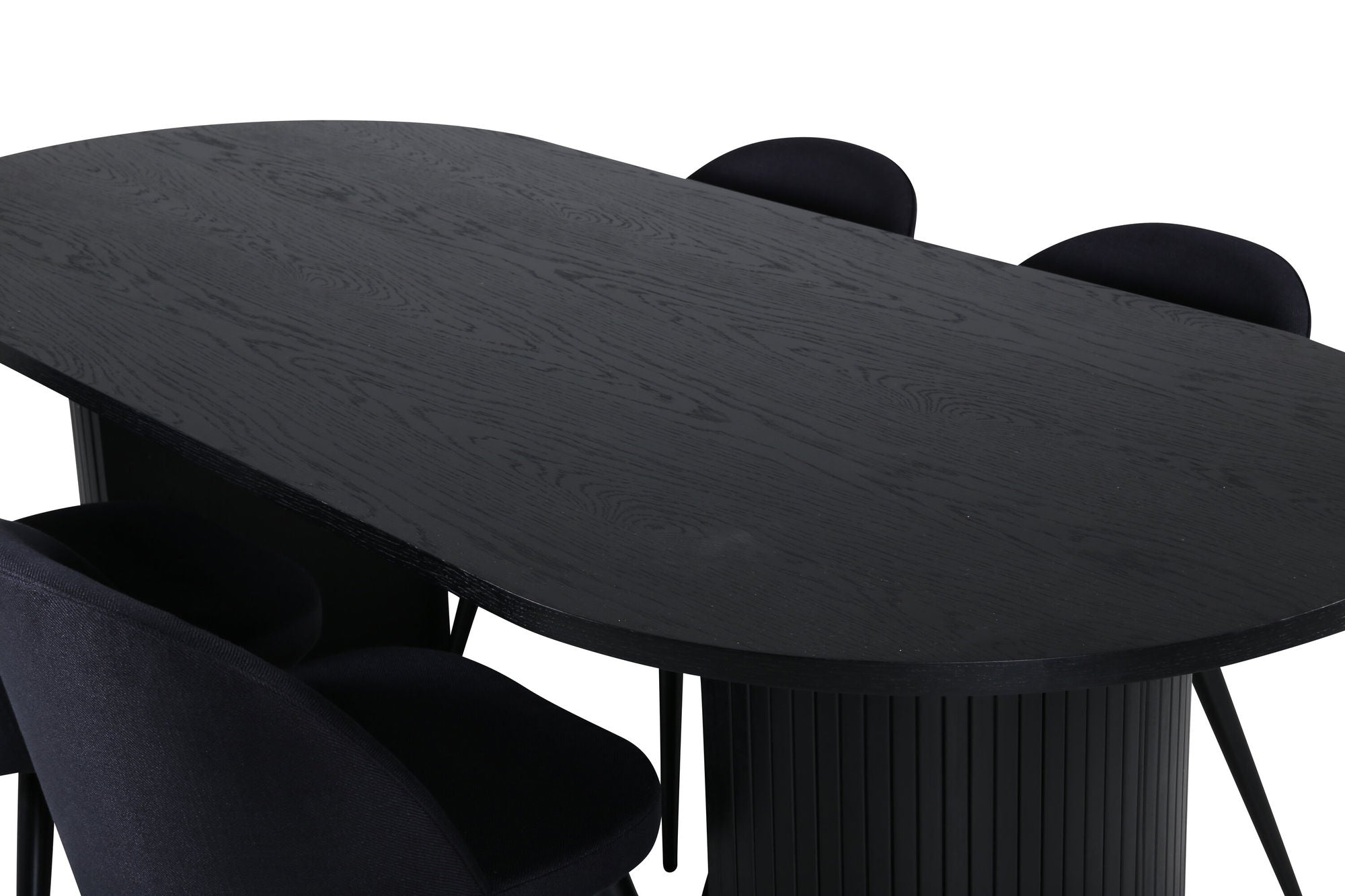 Venture Home Bianca Oval spisebord , Black Black Veneer+Velvet Dining Chiar , Black legs, Black Fabric_4