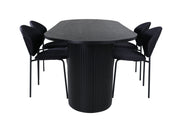 Venture Home Bianca Oval spisebord , Black Black Veneer+Vault Spisebordsstol , Black Legs , Black Fabric_4