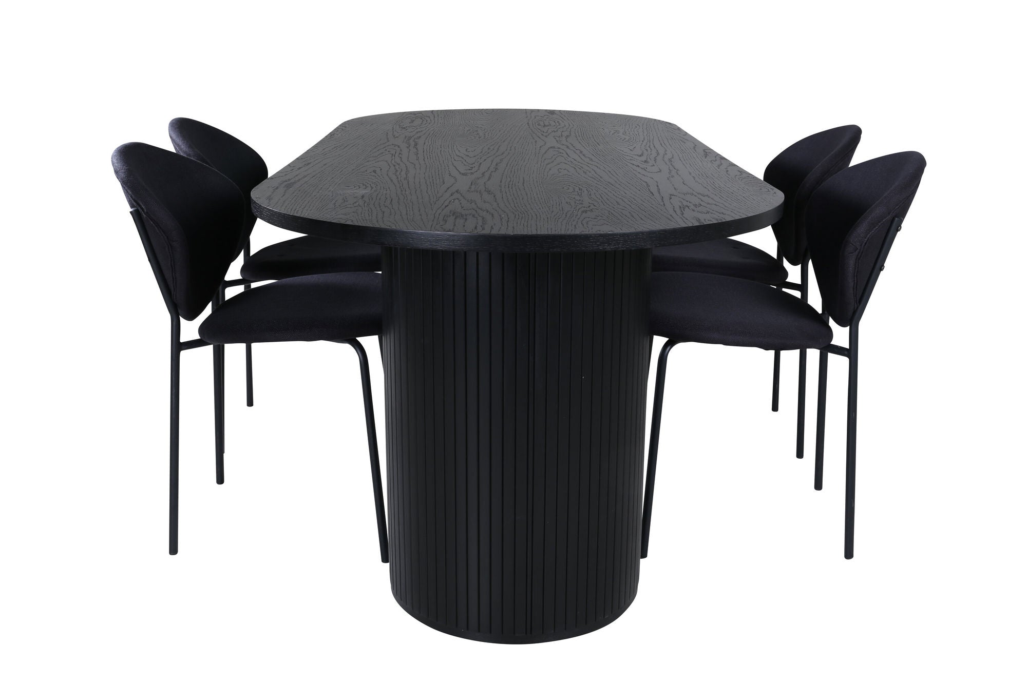 Venture Home Bianca Oval spisebord , Black Black Veneer+Vault Spisebordsstol , Black Legs , Black Fabric_4