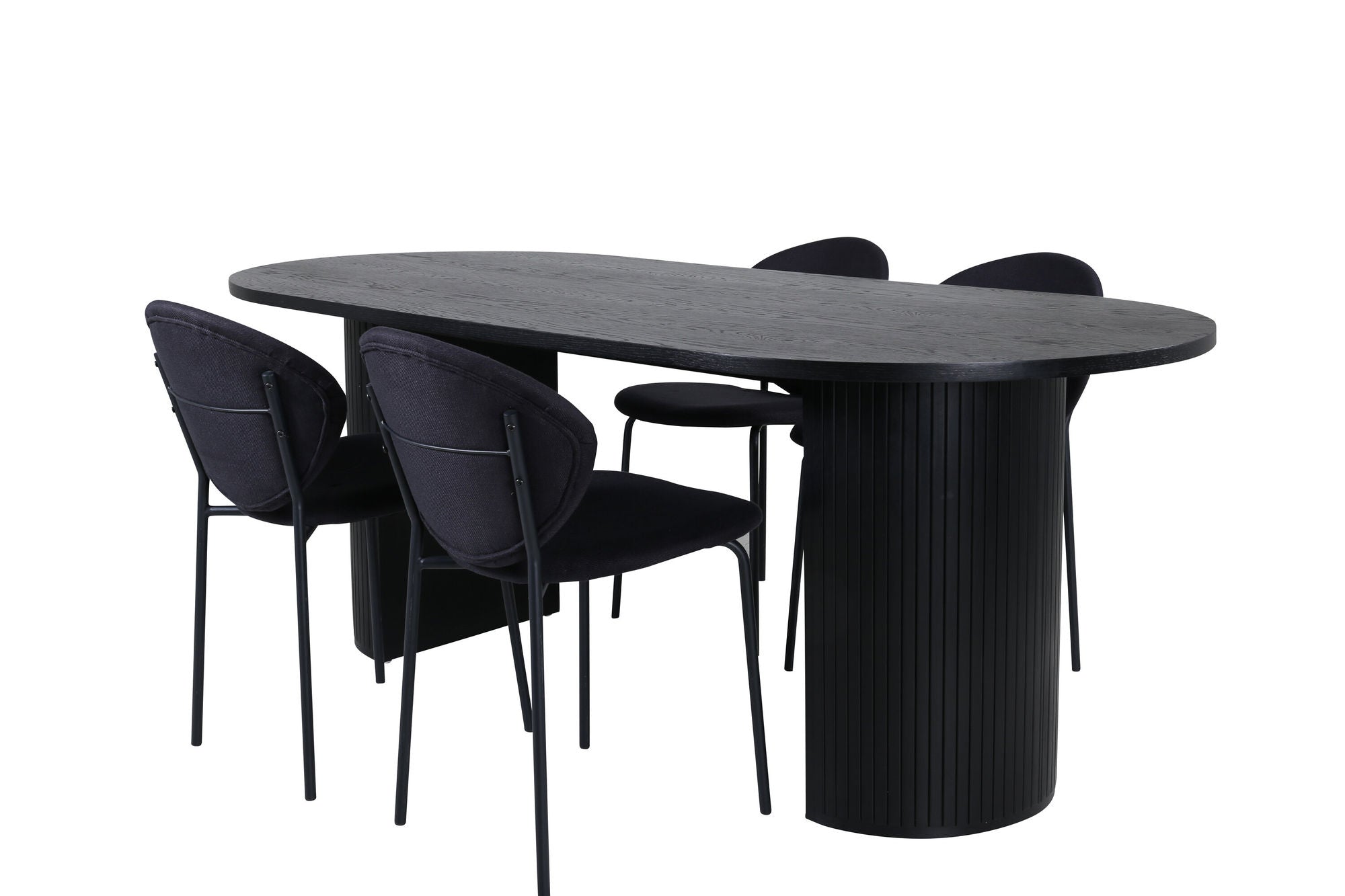 Venture Home Bianca Oval spisebord , Black Black Veneer+Vault Spisebordsstol , Black Legs , Black Fabric_4