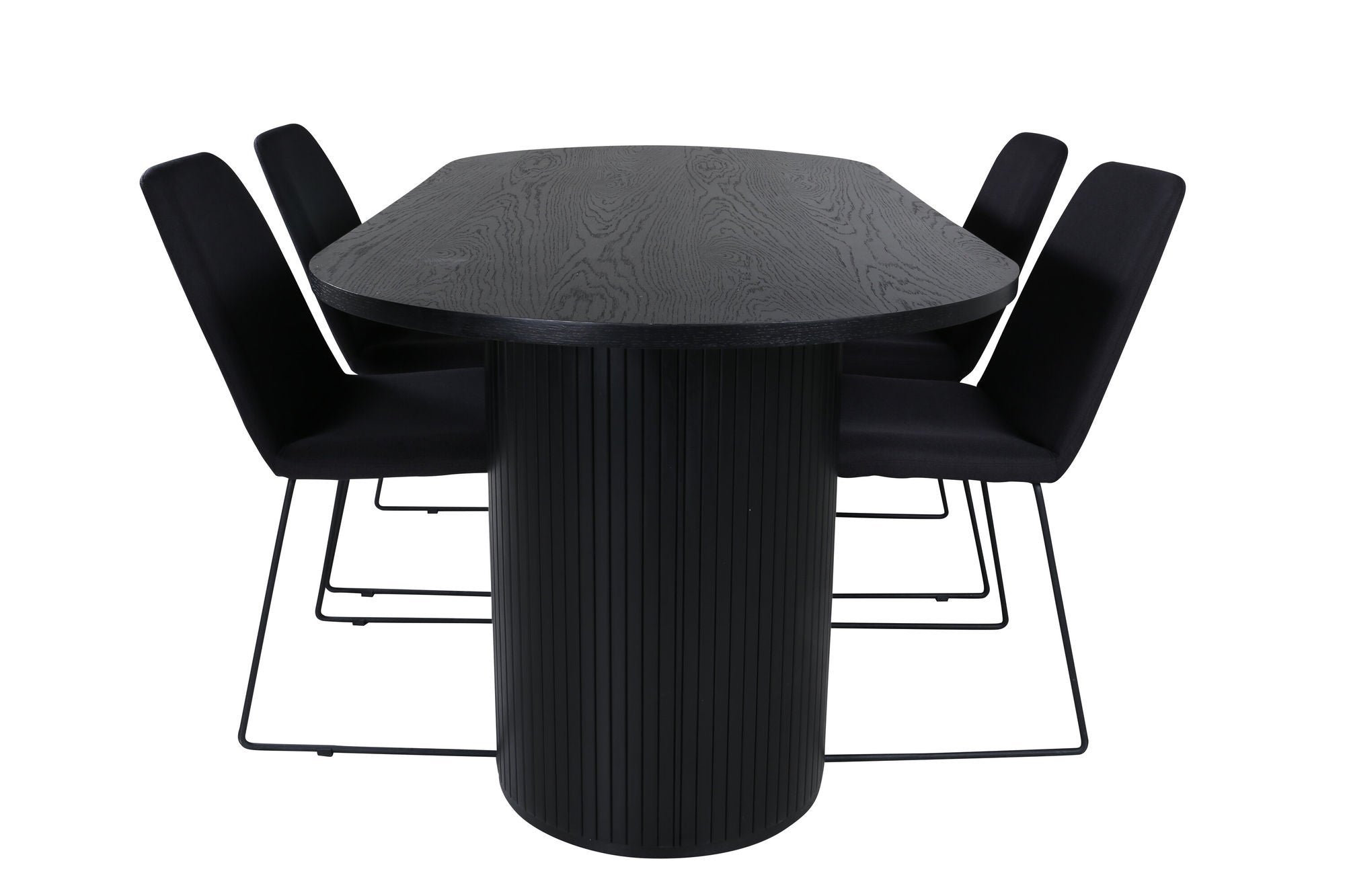 Venture Home Bianca Oval spisebord , Black Black Veneer+Muce Spisebordsstol , Black Legs , Black Fabric_4