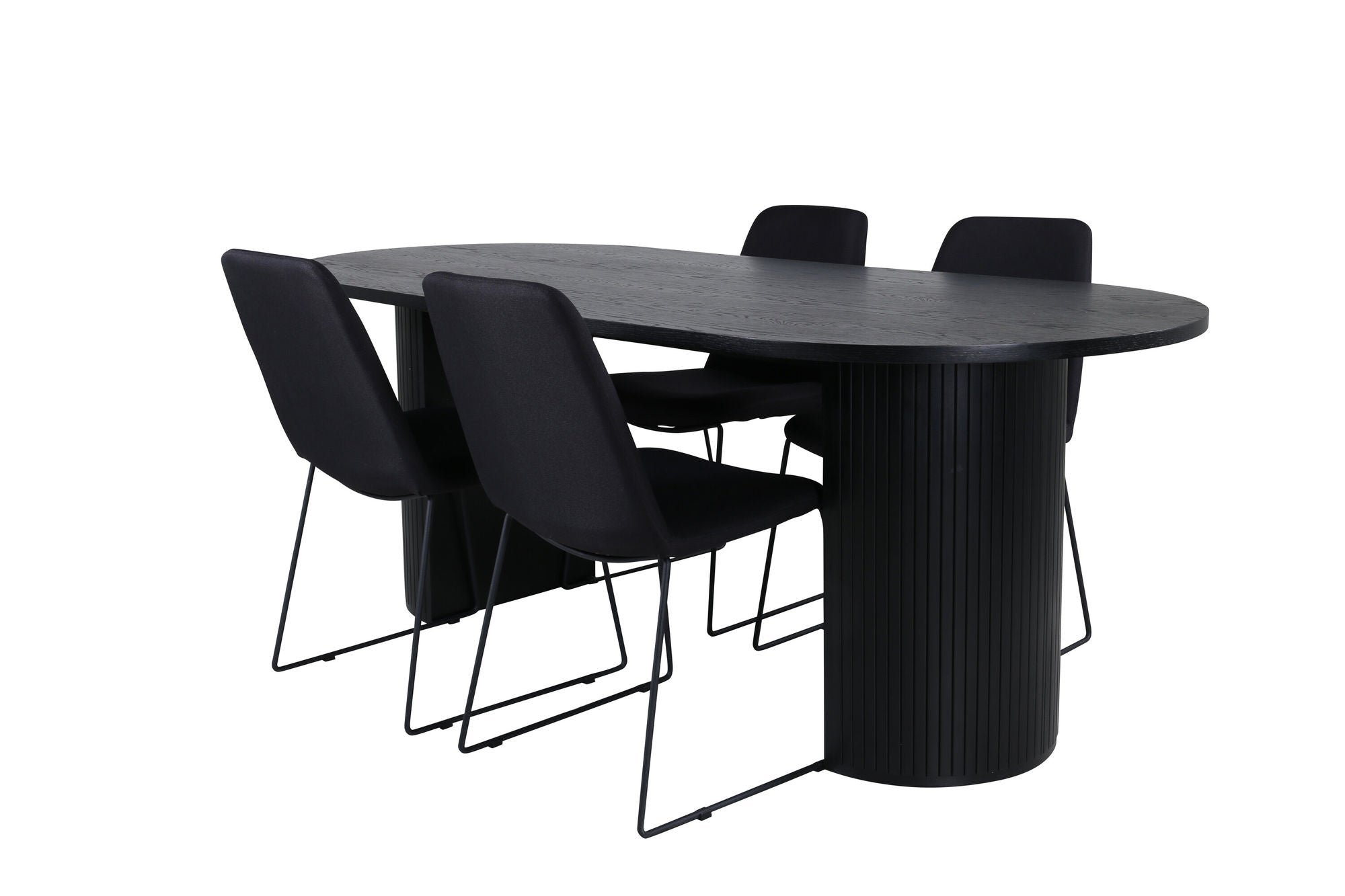 Venture Home Bianca Oval spisebord , Black Black Veneer+Muce Spisebordsstol , Black Legs , Black Fabric_4