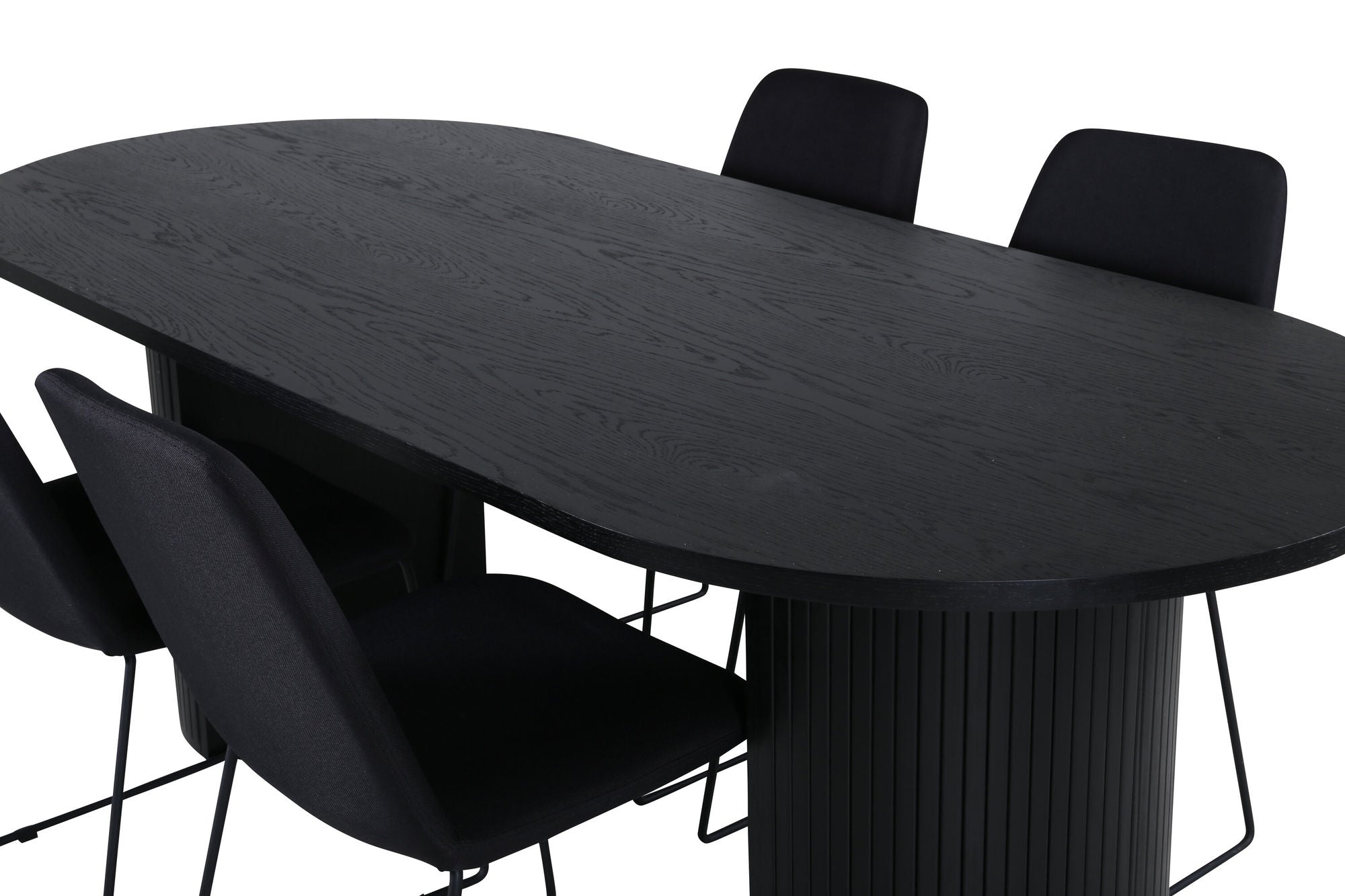 Venture Home Bianca Oval spisebord , Black Black Veneer+Muce Spisebordsstol , Black Legs , Black Fabric_4