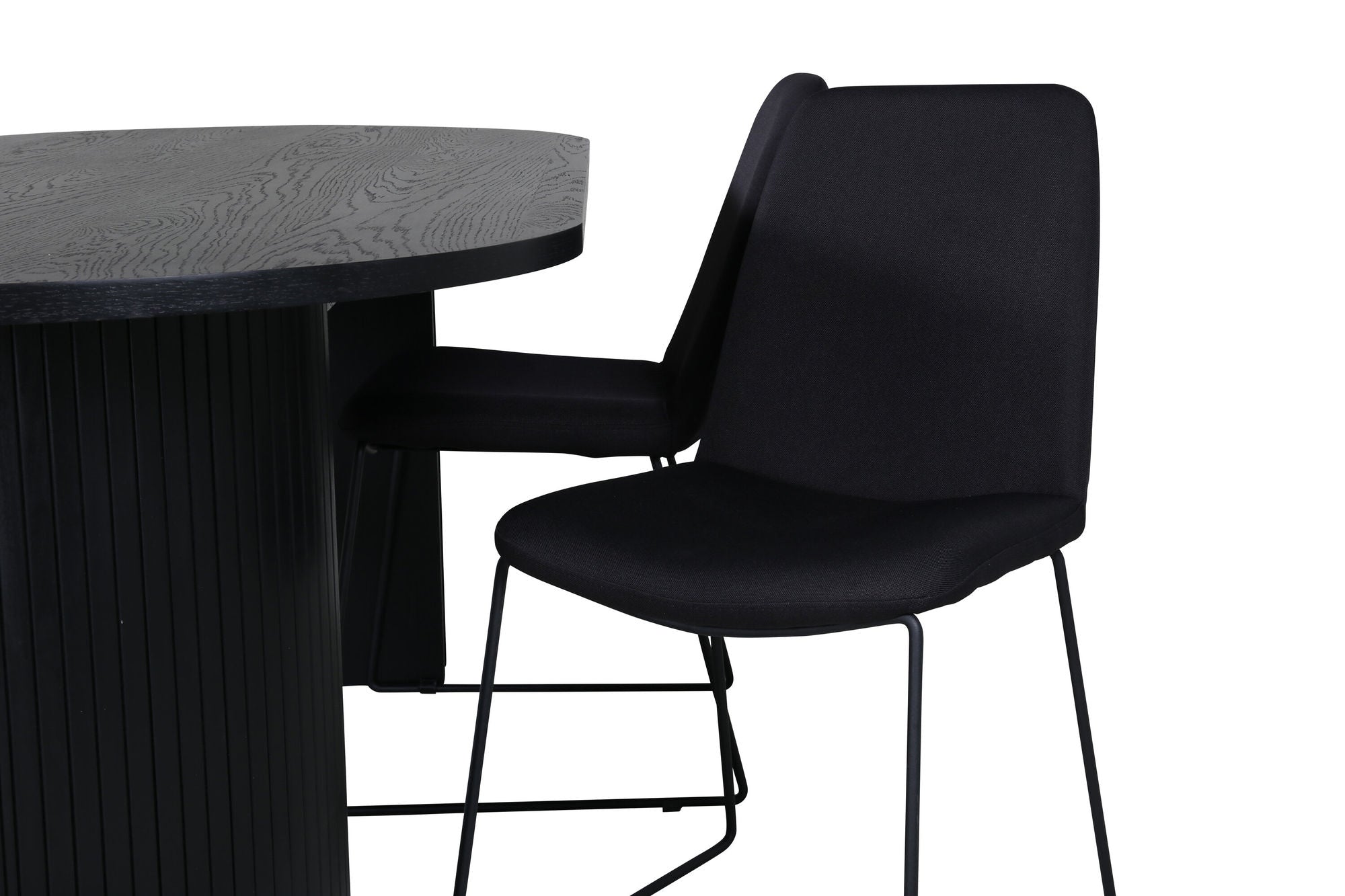 Venture Home Bianca Oval spisebord , Black Black Veneer+Muce Spisebordsstol , Black Legs , Black Fabric_4
