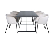 Venture Home Leif spisebord , Black Black smoked smoked Glass+Berit stol , Black Beige Velvet_6