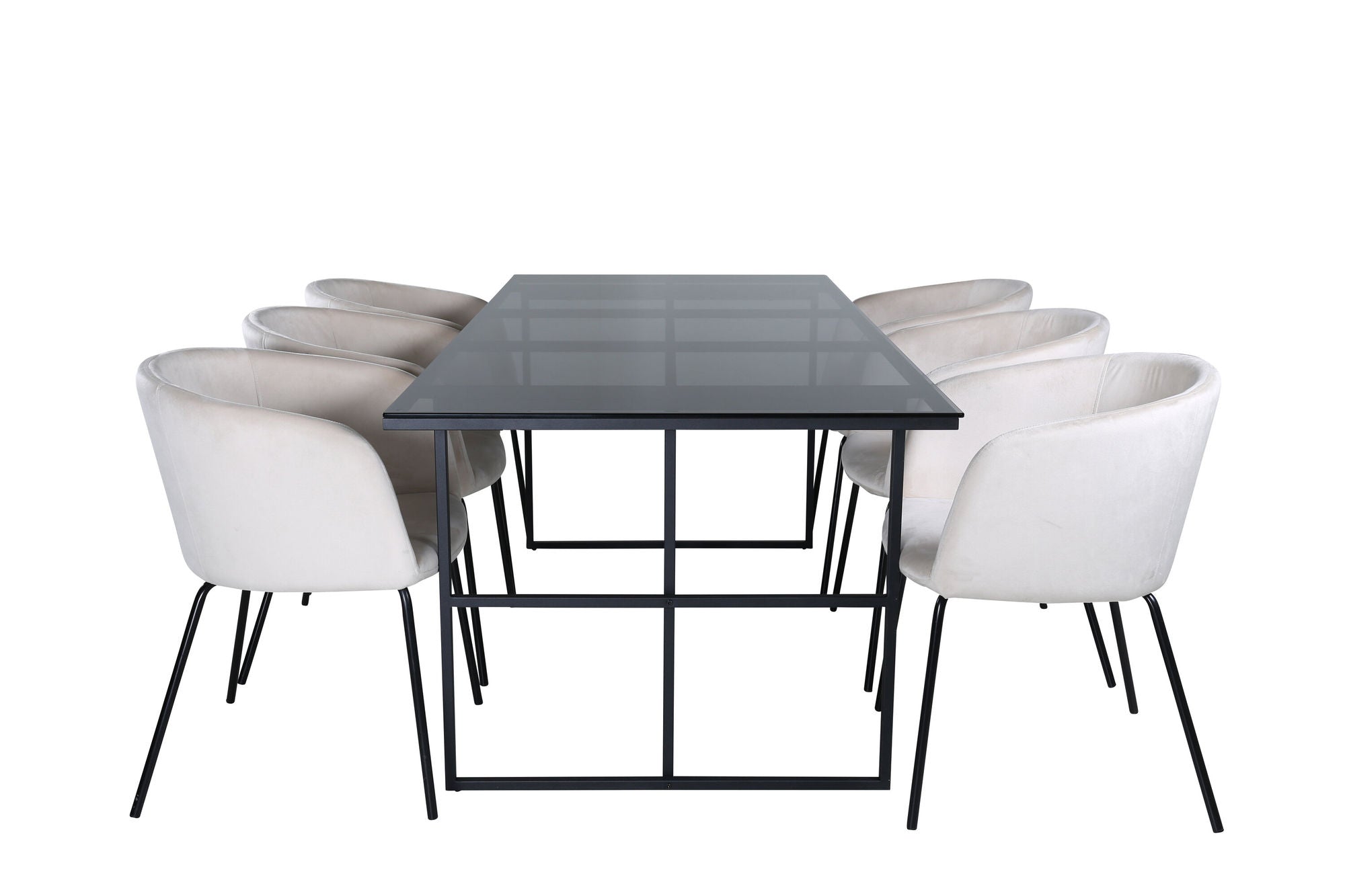 Venture Home Leif spisebord , Black Black smoked smoked Glass+Berit stol , Black Beige Velvet_6