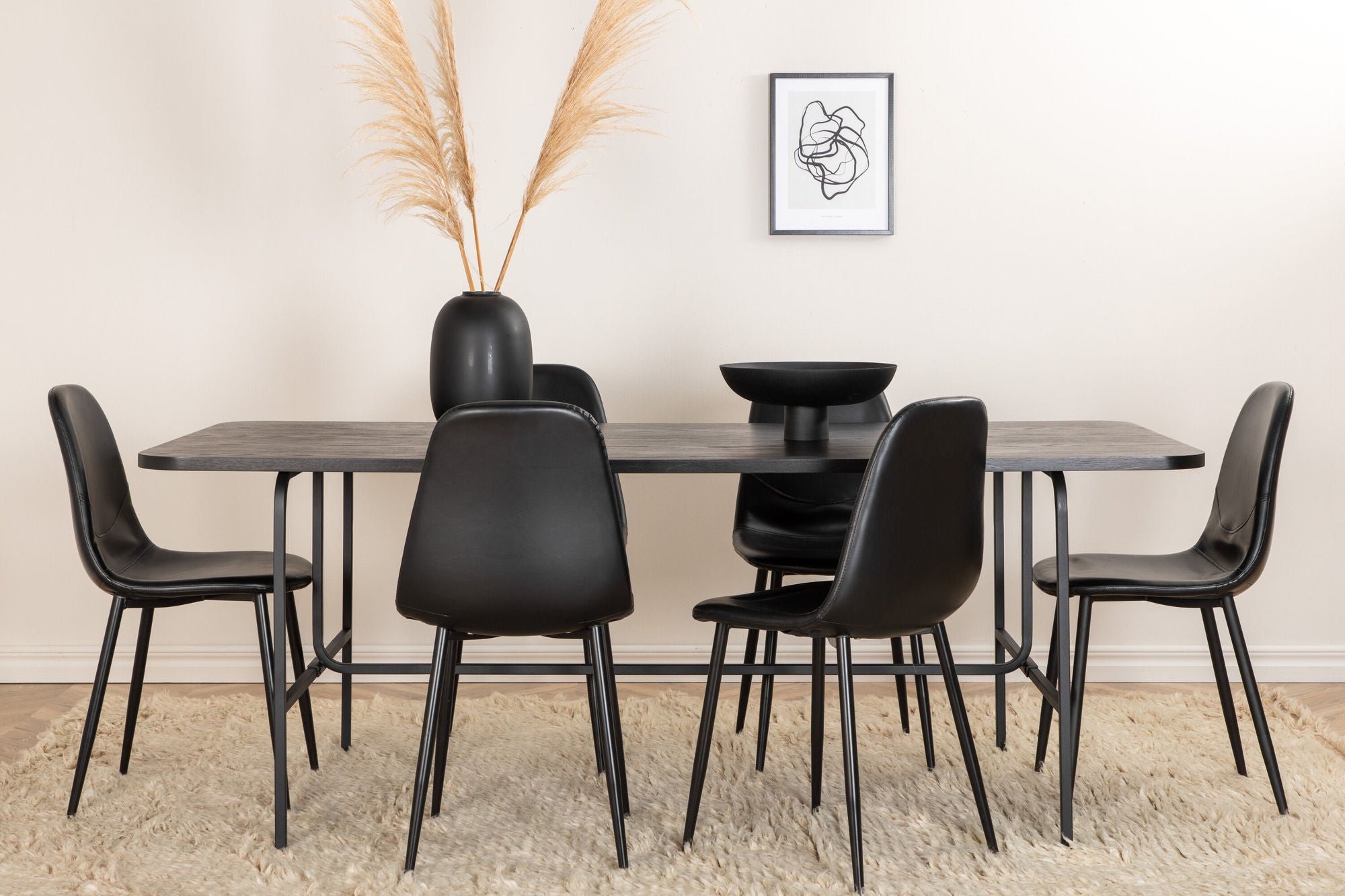 Venture Home Uno spisebord , Black Black Veneer+Polar Spisebordsstol , Black Black_6