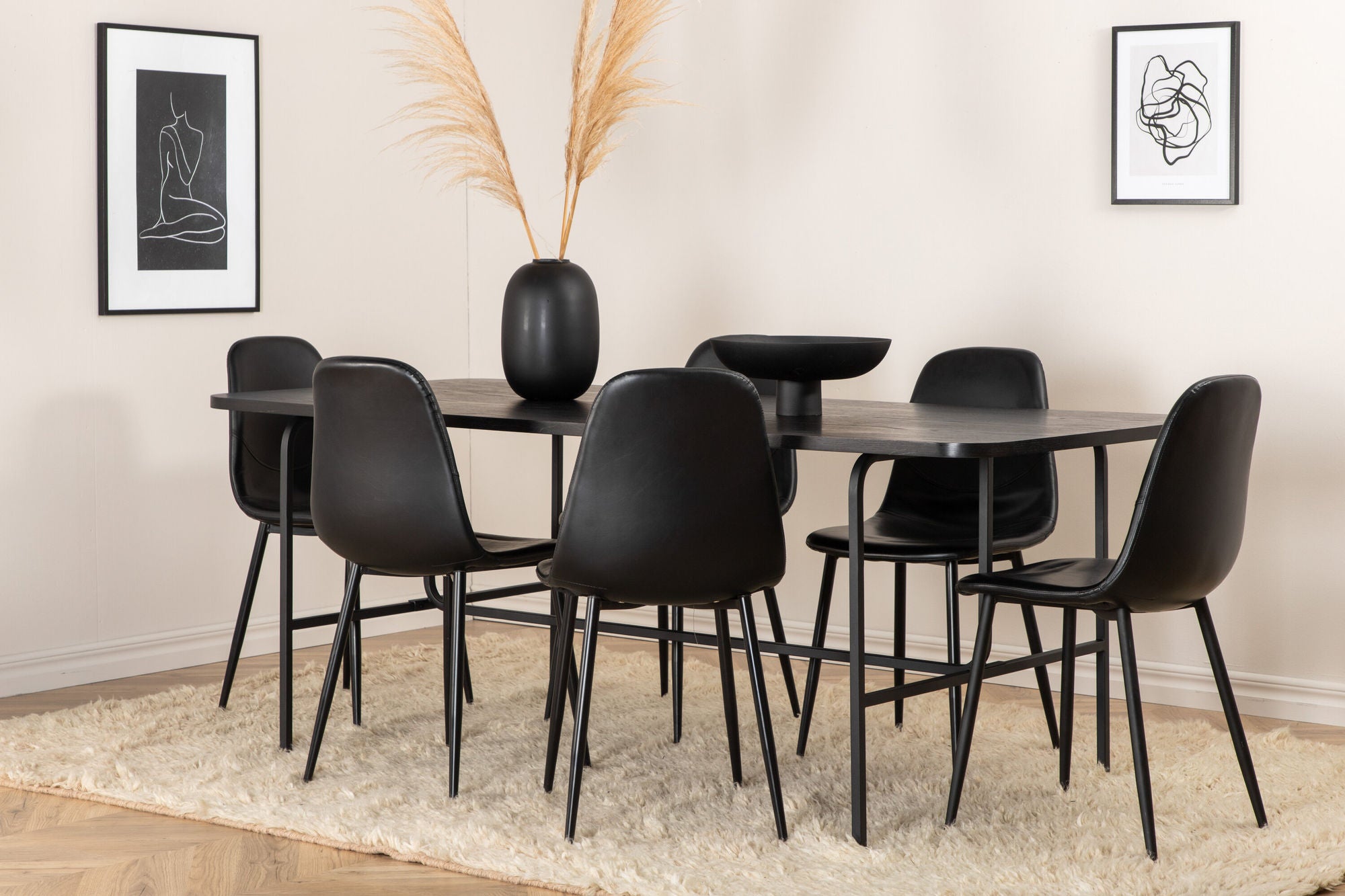 Venture Home Uno spisebord , Black Black Veneer+Polar Spisebordsstol , Black Black_6
