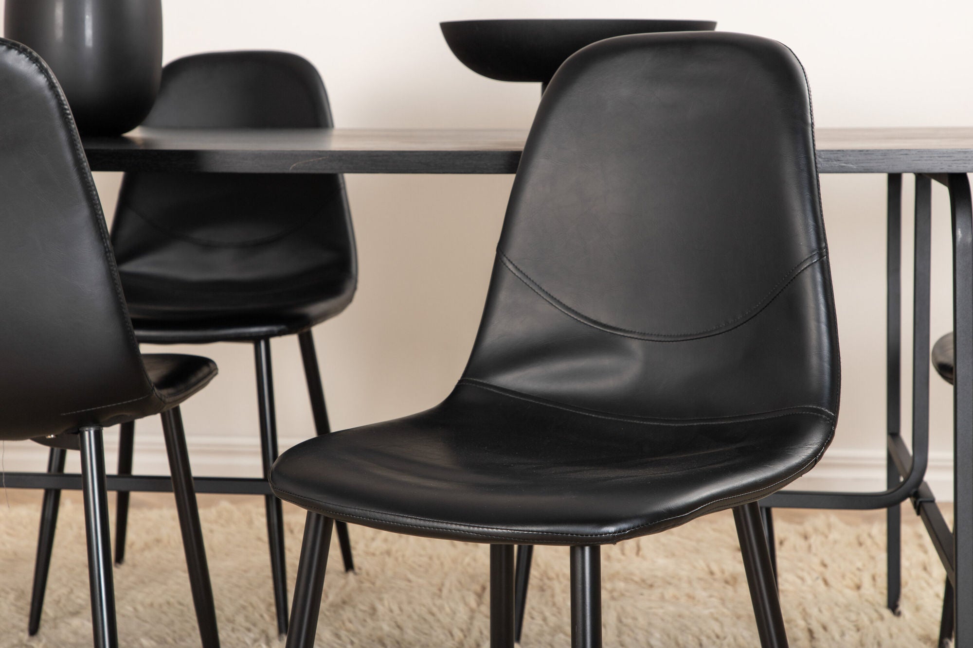 Venture Home Uno spisebord , Black Black Veneer+Polar Spisebordsstol , Black Black_6