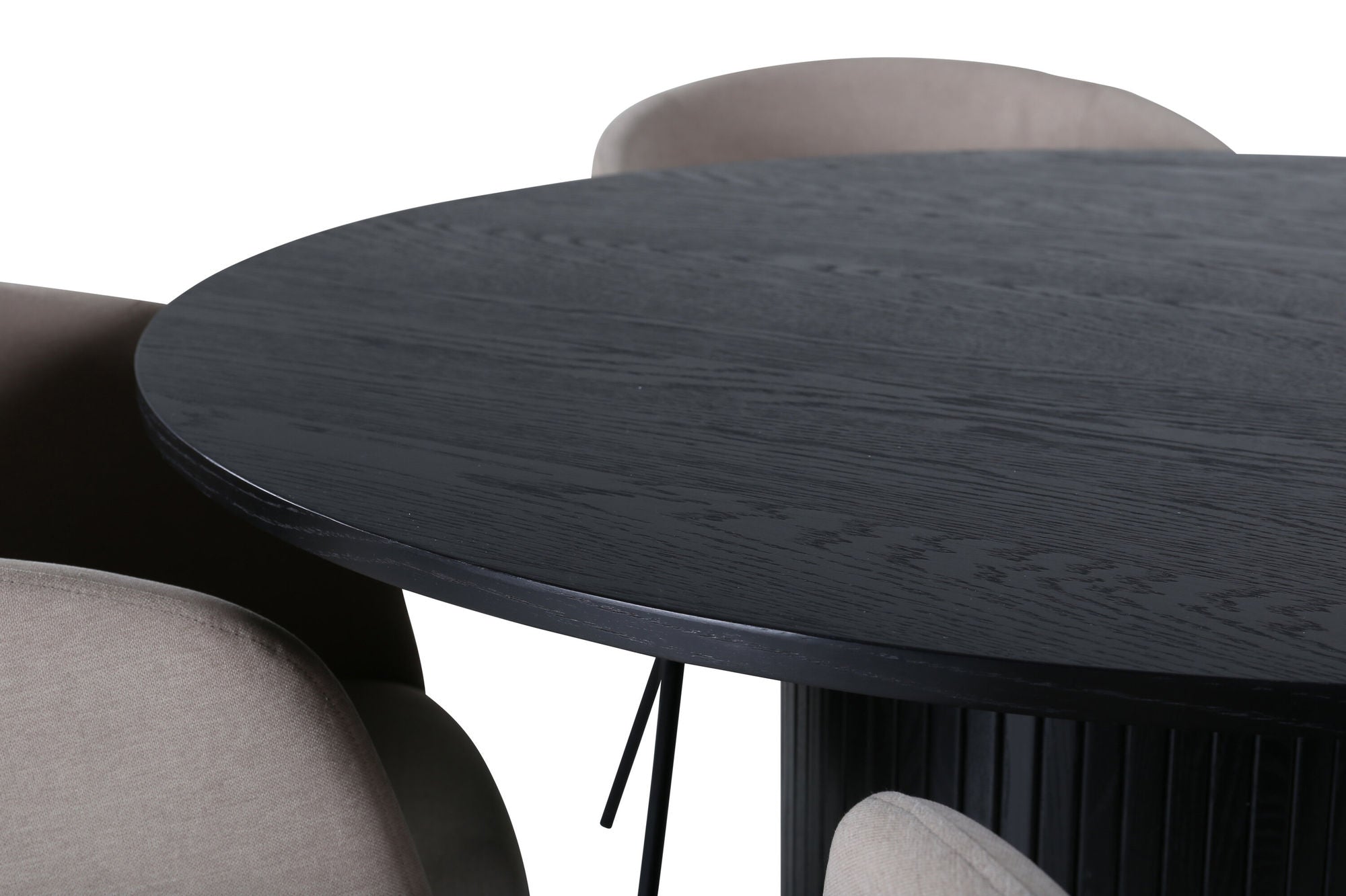Venture Home Bianca rund spisebord , Black Black Veneer+Berit stol , Black Beige Fabric (Polyester linen )_4