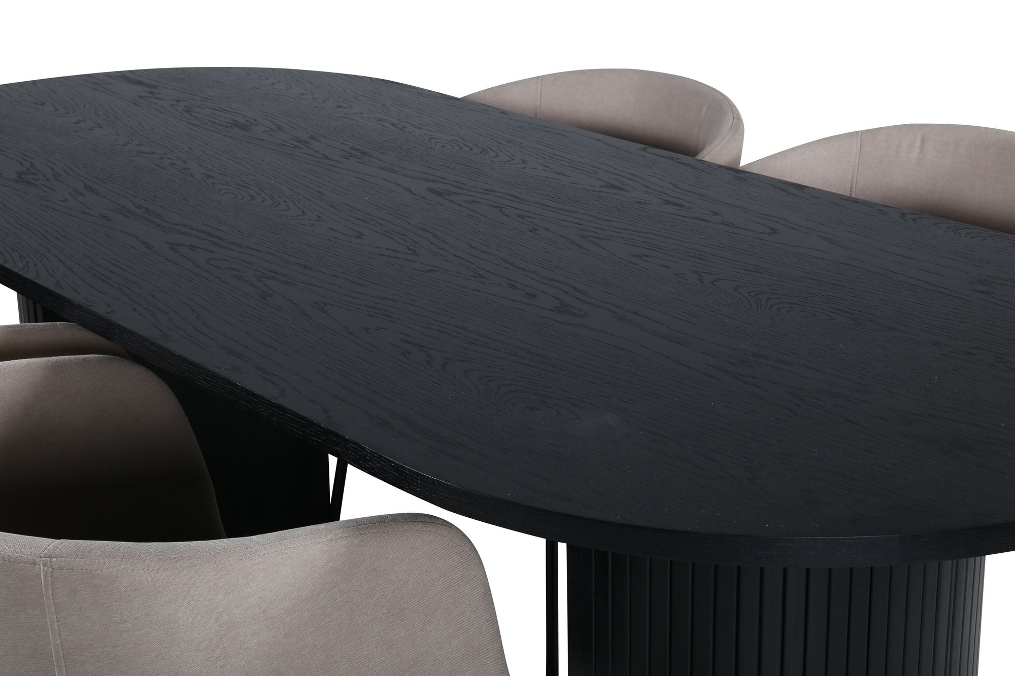 Venture Home Bianca Oval spisebord , Black Black Veneer+Berit stol , Black Beige Fabric (Polyester linen )_4