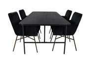 Venture Home Uno spisebord , Black Black Veneer+Petra stol , Black Black Velvet_4
