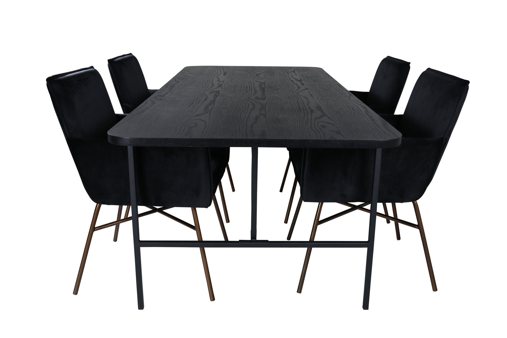 Venture Home Uno spisebord , Black Black Veneer+Petra stol , Black Black Velvet_4