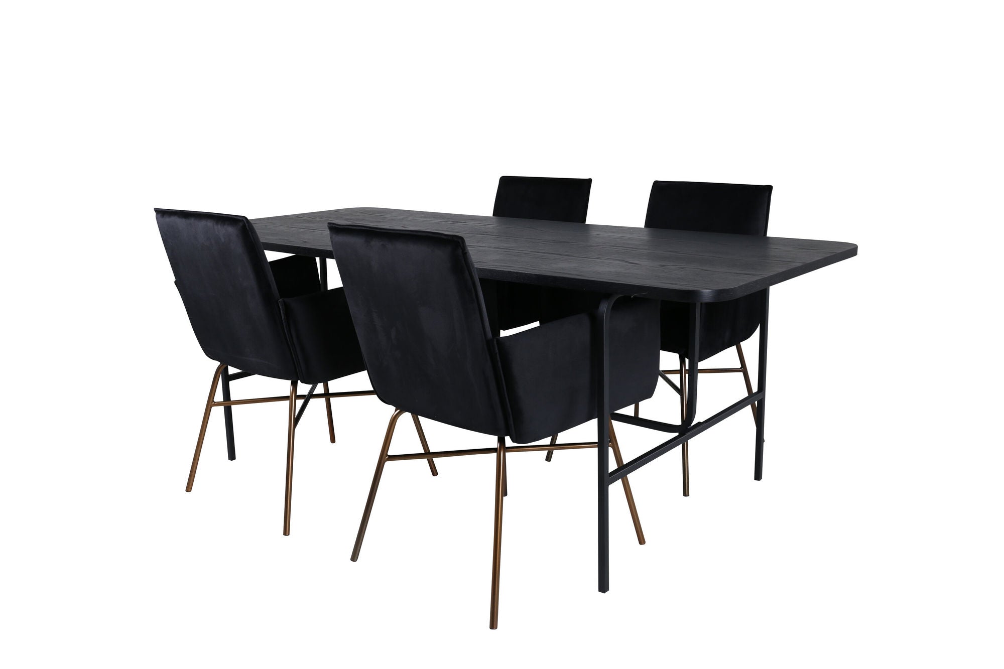 Venture Home Uno spisebord , Black Black Veneer+Petra stol , Black Black Velvet_4