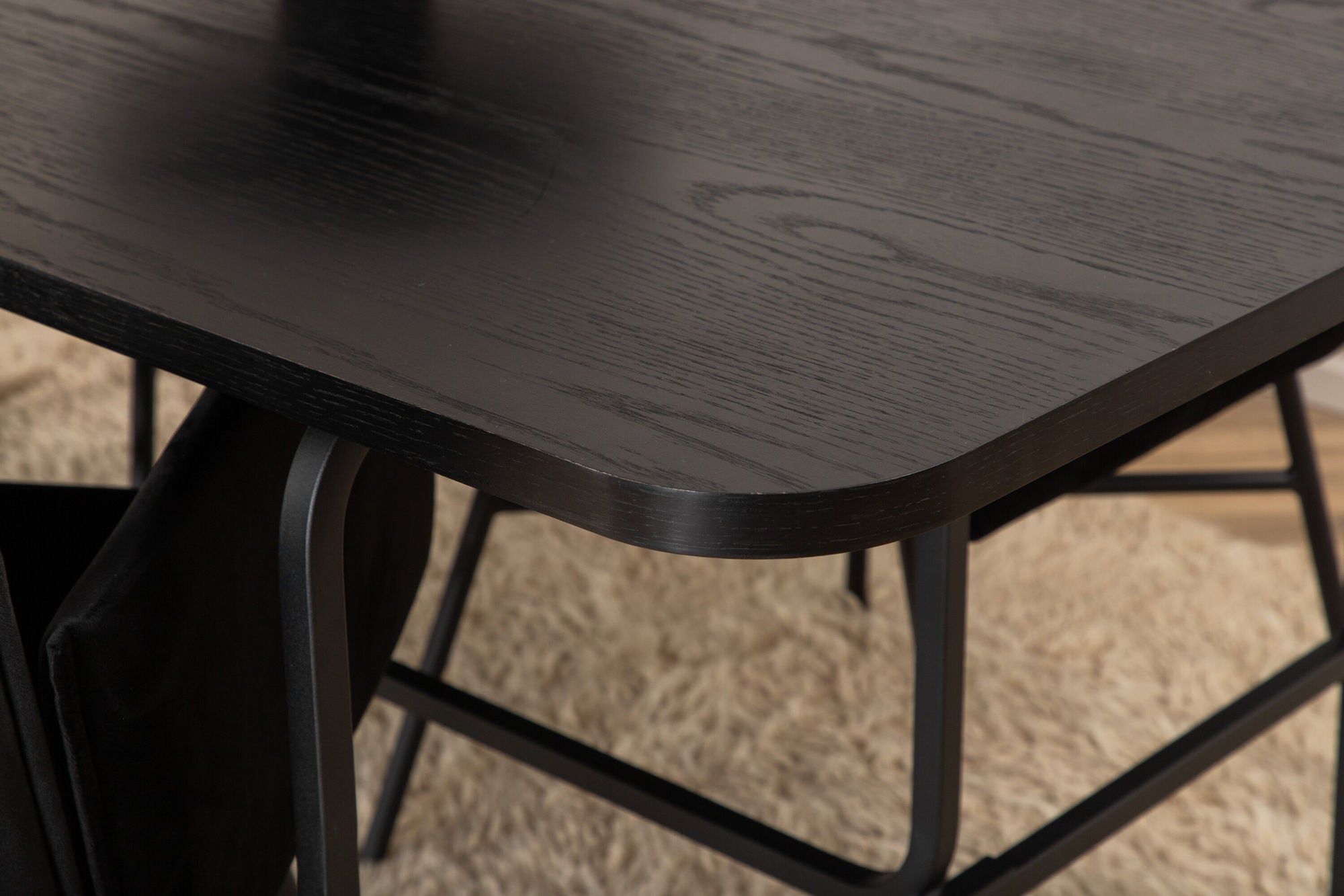 Venture Home Uno spisebord , Black Black Veneer+Petra stol , Black Black Velvet_4