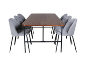 Venture Home Uno spisebord , Black Walnut Veneer+Wrinkles Spisebordsstol , Black Legs , Grey Velvet_6
