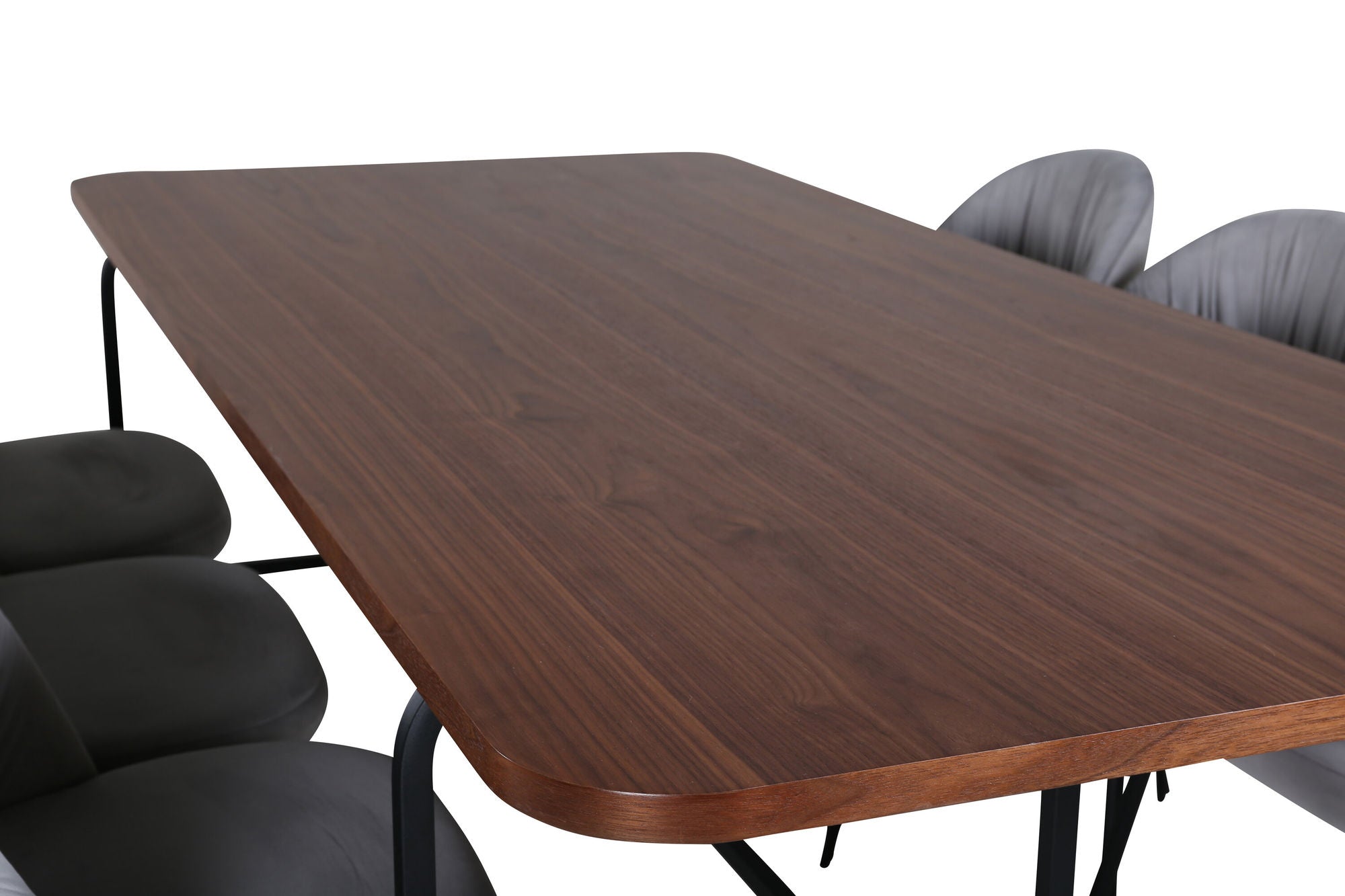Venture Home Uno spisebord , Black Walnut Veneer+Wrinkles Spisebordsstol , Black Legs , Grey Velvet_6