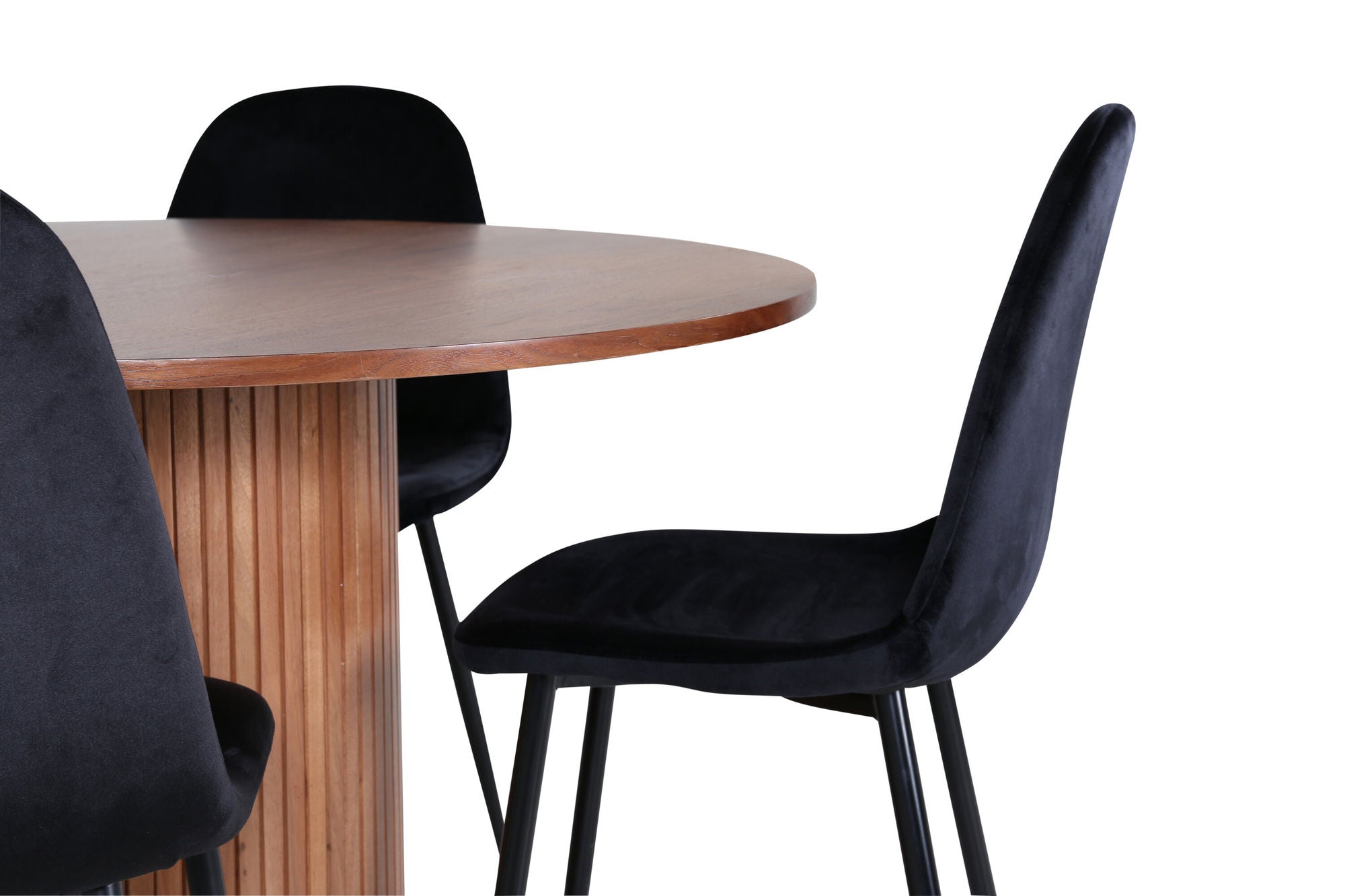 Venture Home Bianca rund spisebord - Walnut / Black Veneer+Polar Spisebordsstol - Black legs / Black Velvet (ersätter 19902-888)_4
