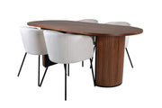 Venture Home Bianca Oval spisebord , Walnut Black Veneer+Berit stol , Black Beige Velvet_4