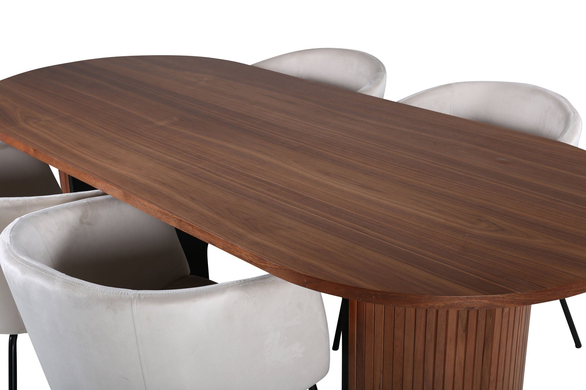 Venture Home Bianca Oval spisebord , Walnut Black Veneer+Berit stol , Black Beige Velvet_4