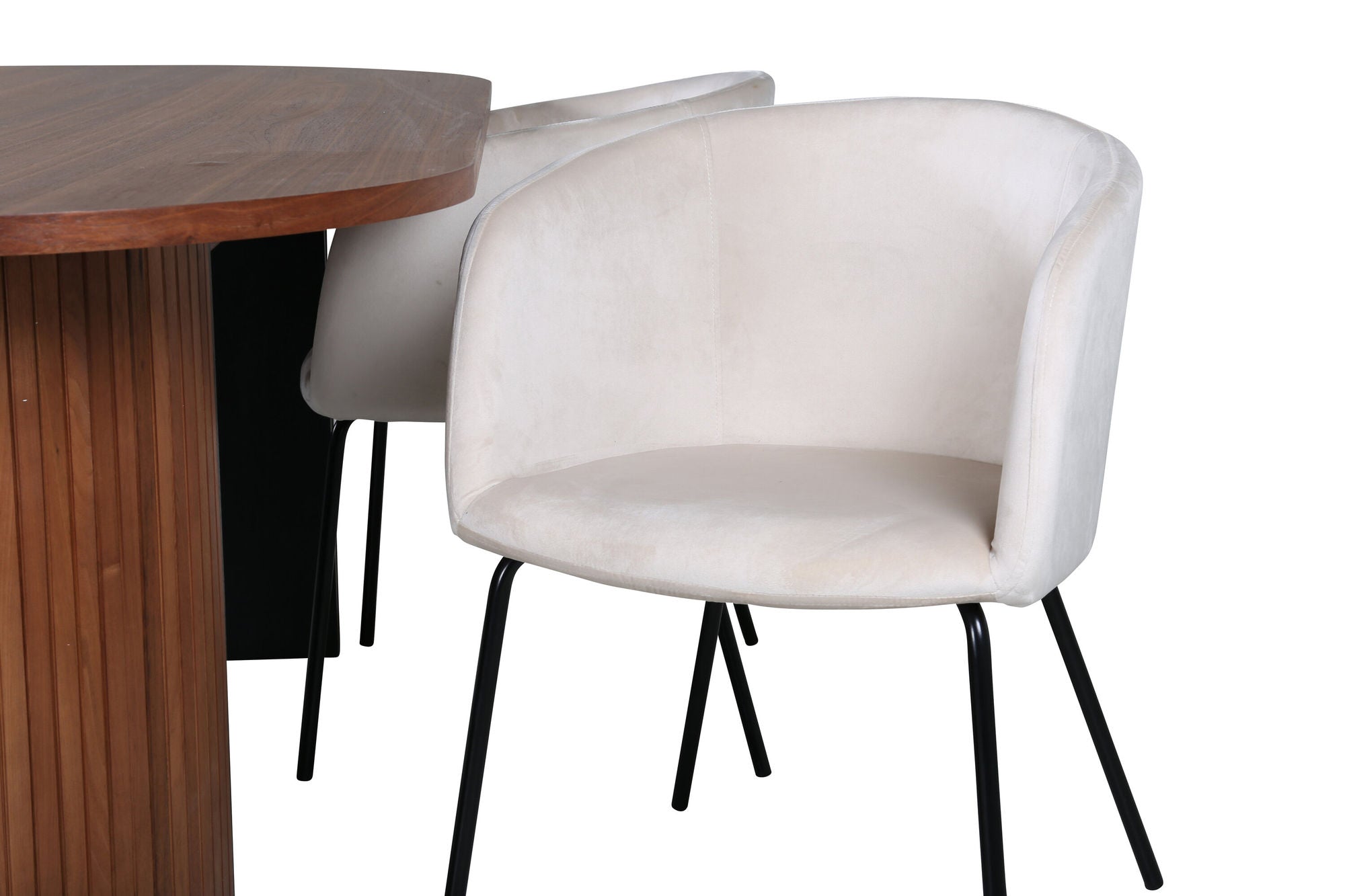Venture Home Bianca Oval spisebord , Walnut Black Veneer+Berit stol , Black Beige Velvet_4