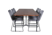 Venture Home Uno spisebord , Black Walnut Veneer+Muce Spisebordsstol , Black Legs , Grey Velvet_6