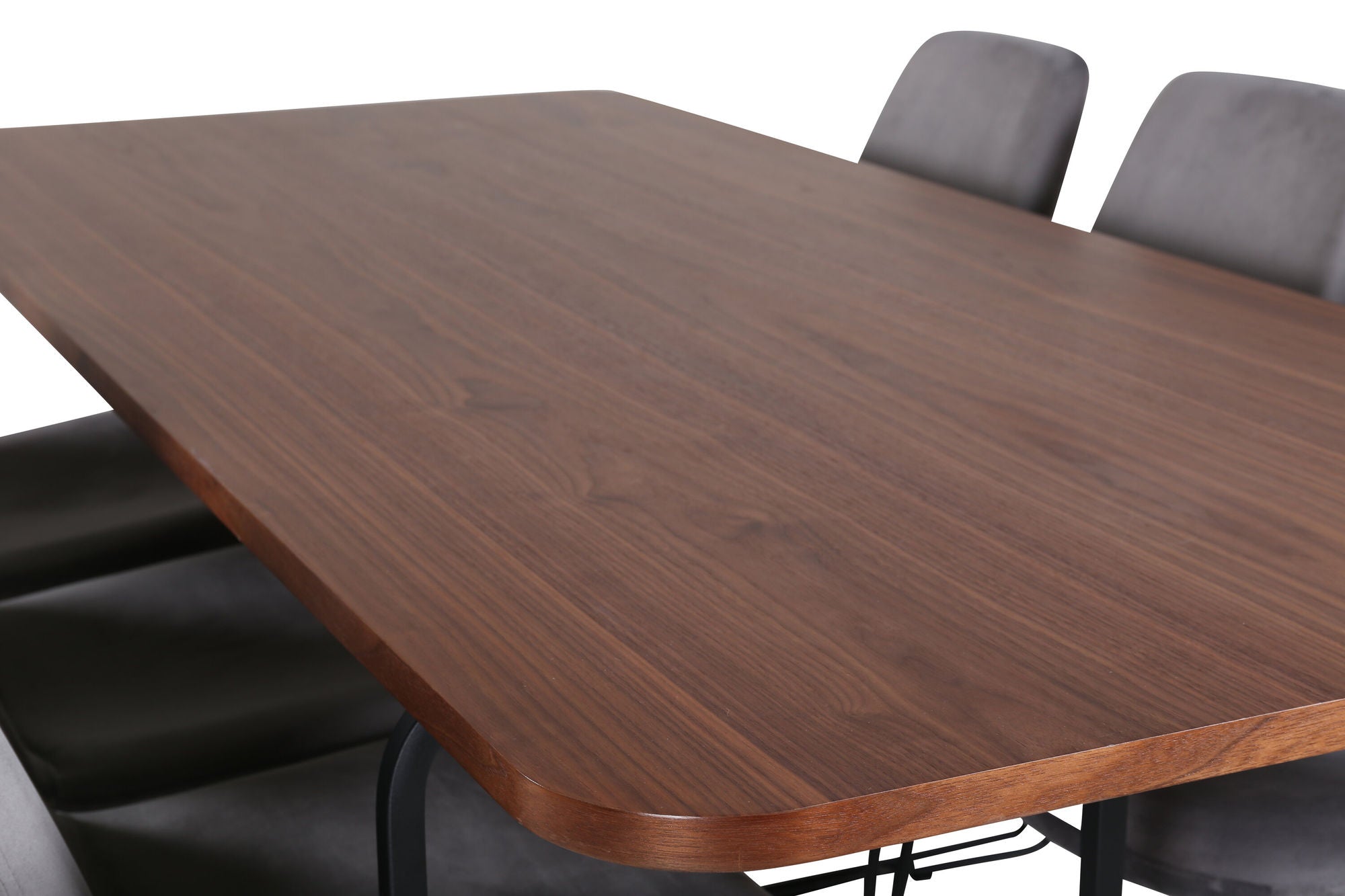 Venture Home Uno spisebord , Black Walnut Veneer+Muce Spisebordsstol , Black Legs , Grey Velvet_6