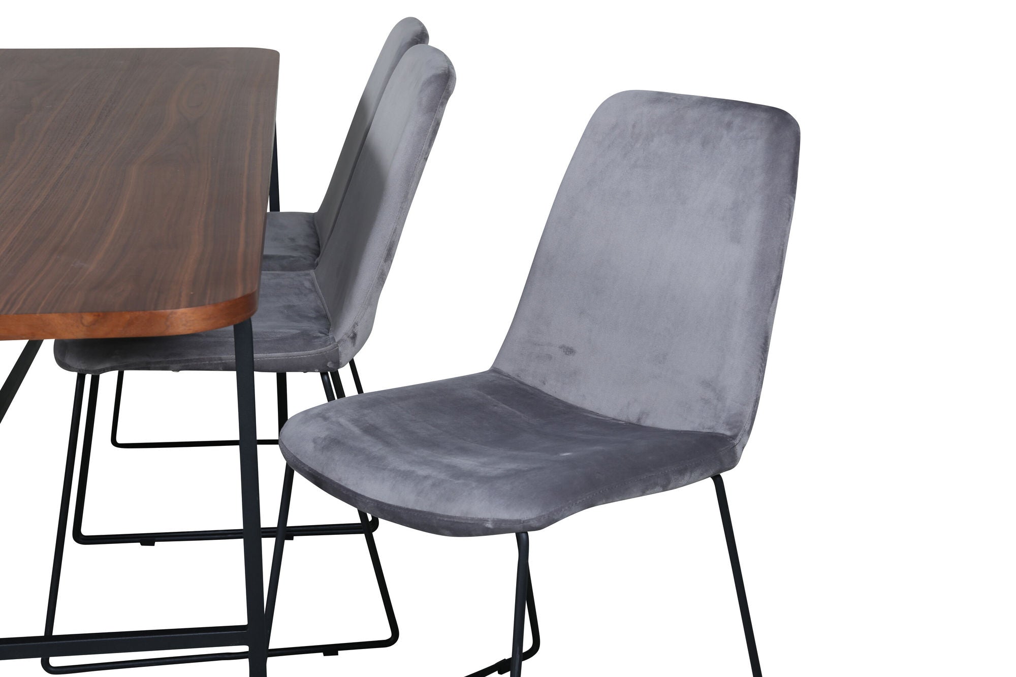 Venture Home Uno spisebord , Black Walnut Veneer+Muce Spisebordsstol , Black Legs , Grey Velvet_6